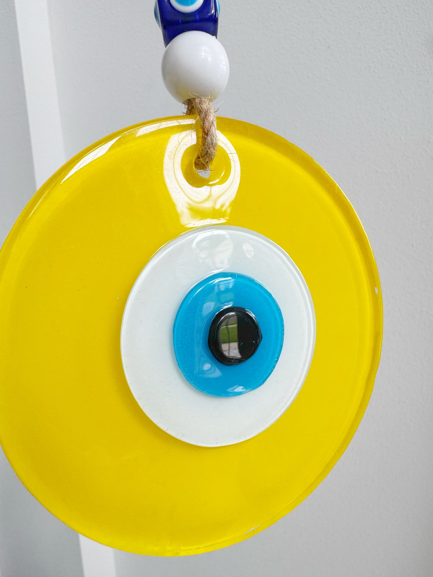 Yellow Glass XL Evil Eye Amulet