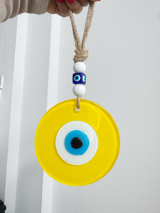 Yellow Glass XL Evil Eye Amulet