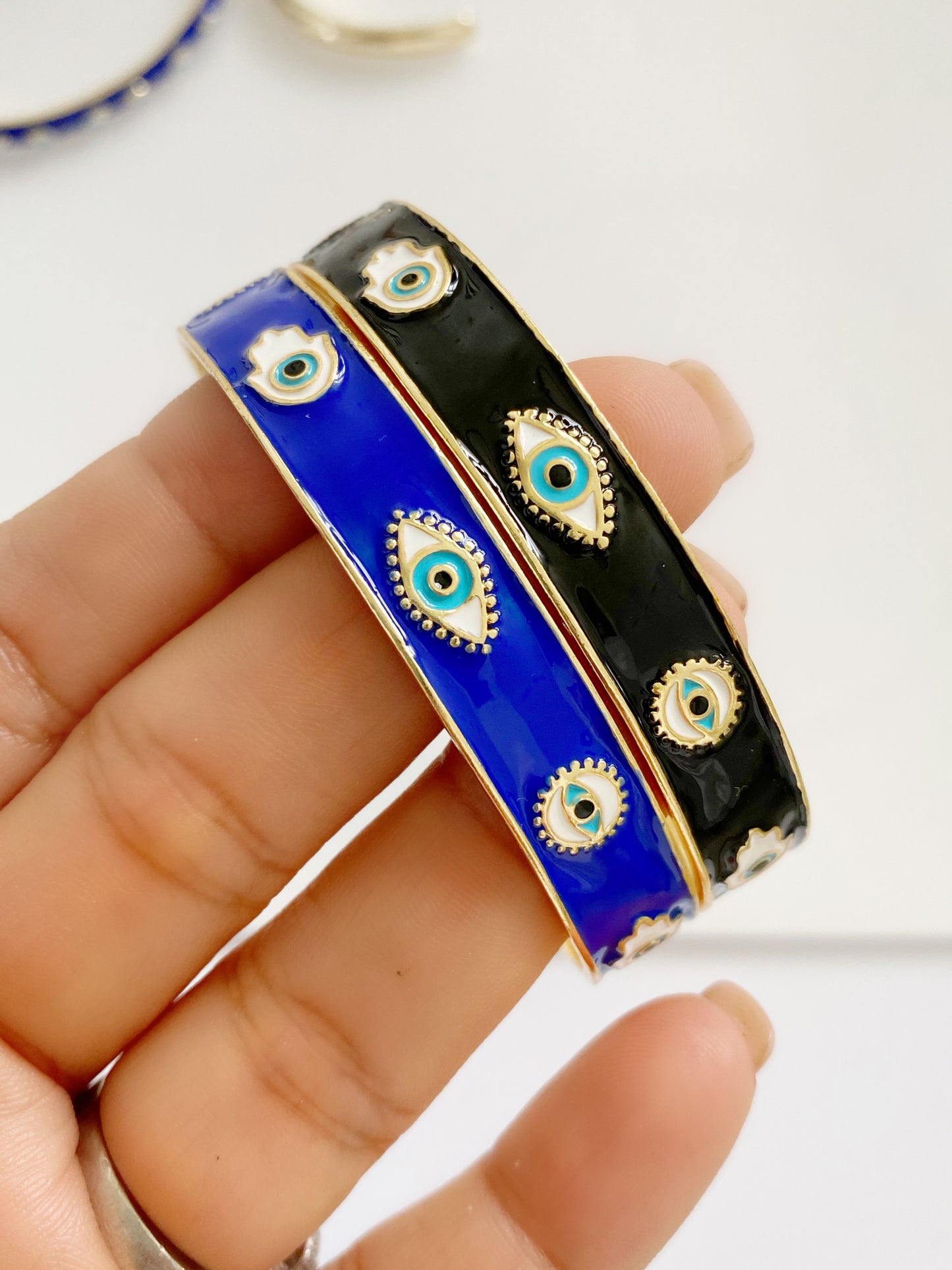 Evil Eye Enamel Bangle Cuffs