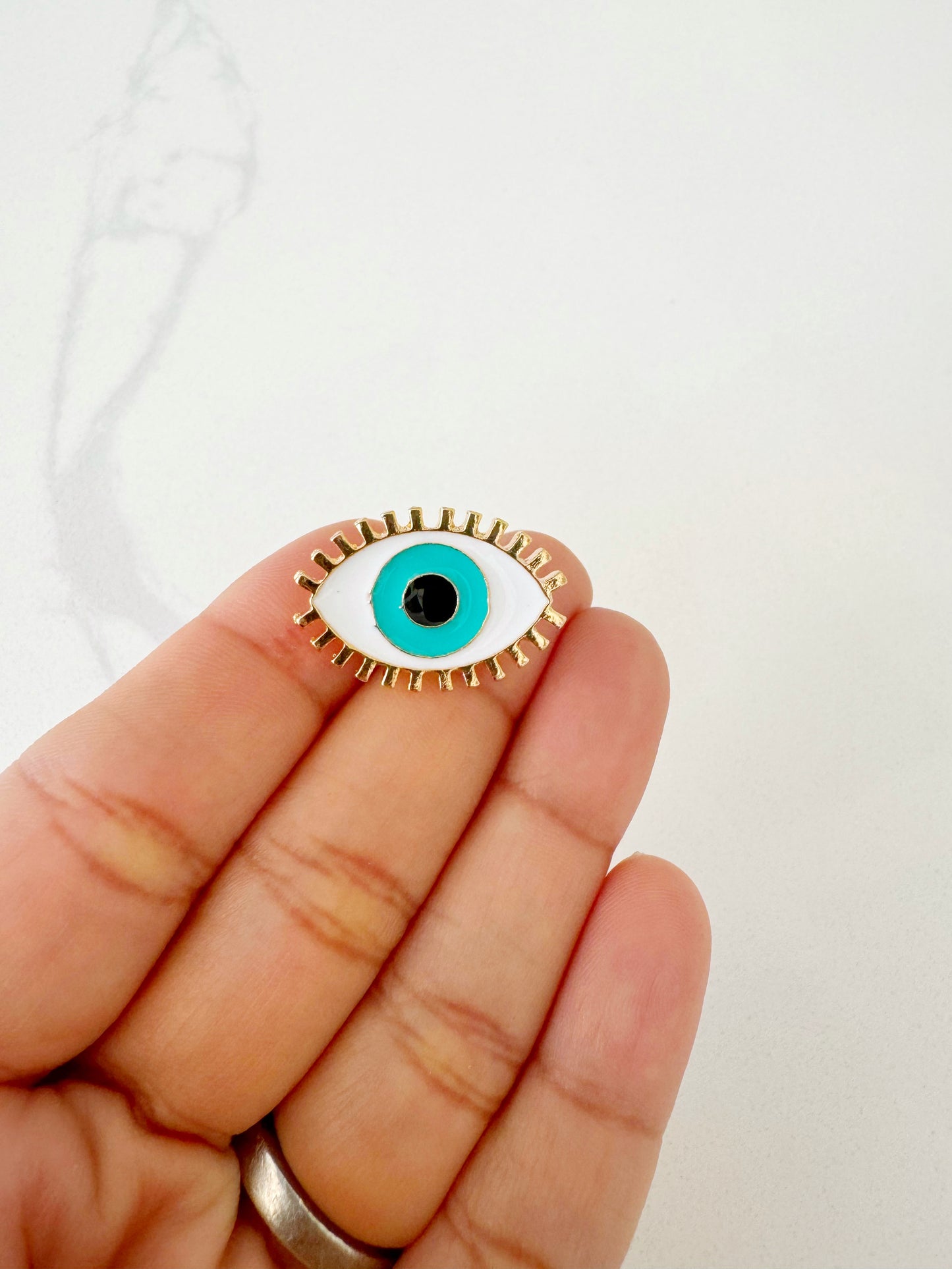 Evil Eye Modern Push Back Pin Brooch