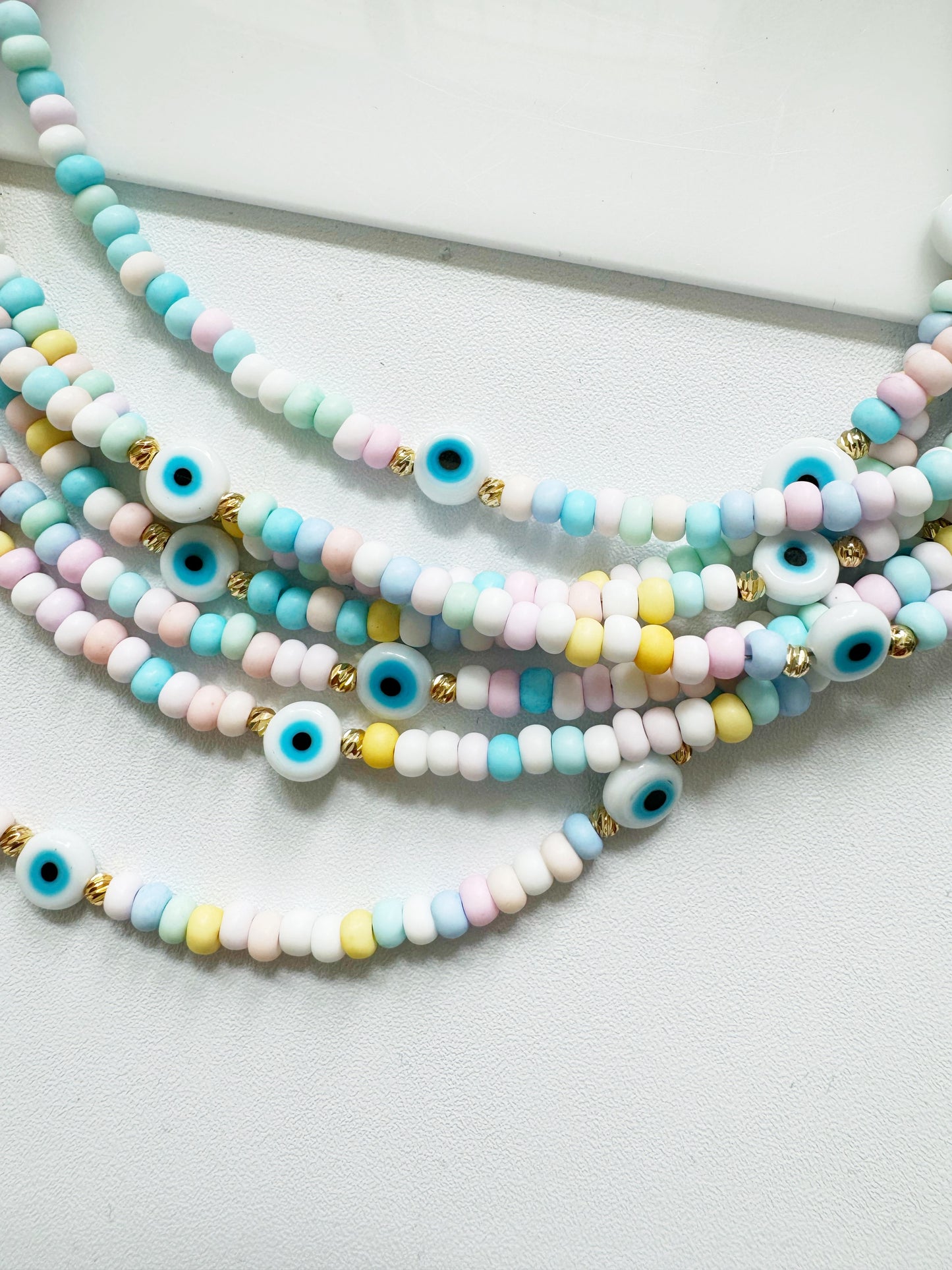 Pastel Evil Eye Beaded Necklace