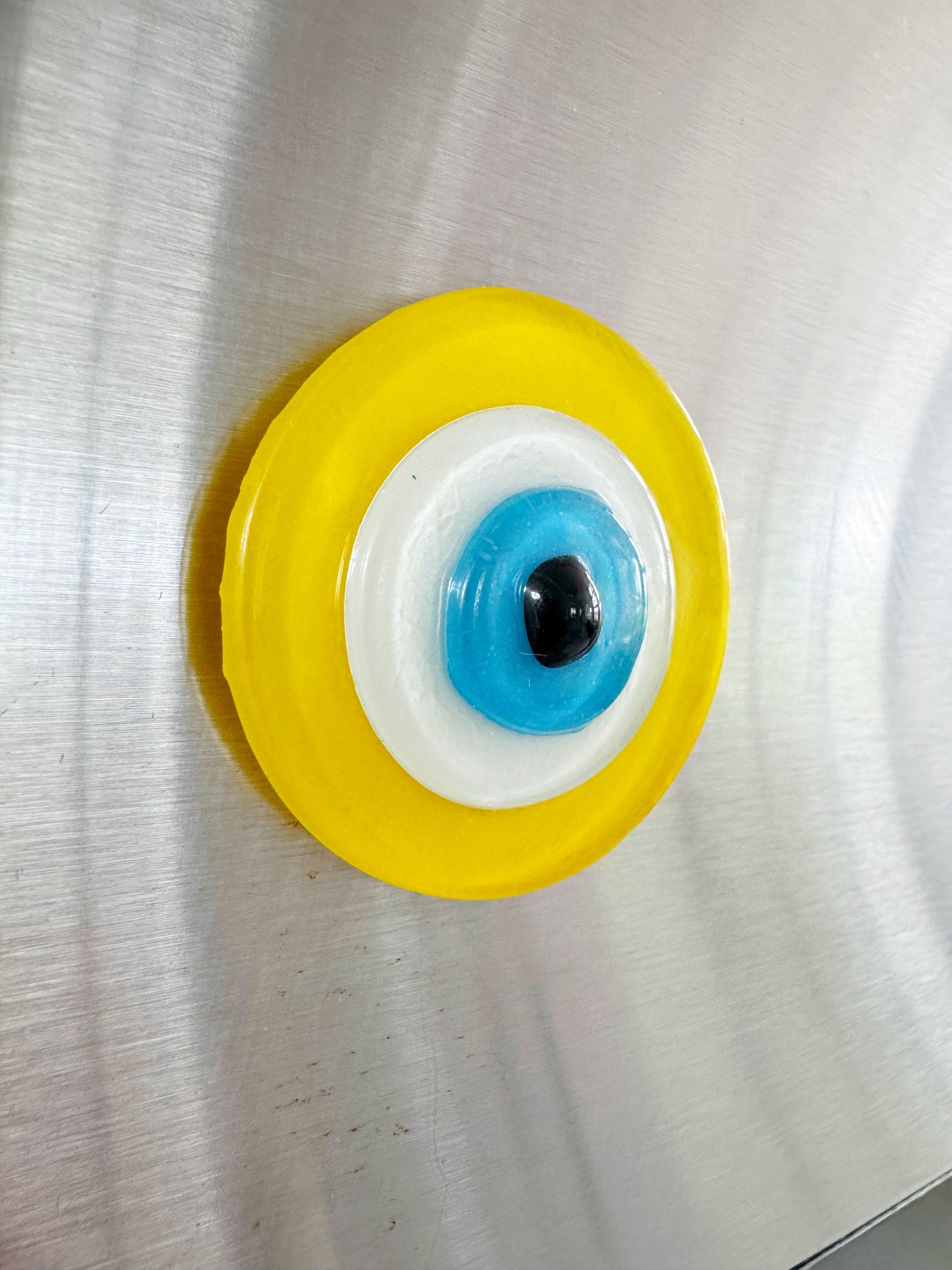 Yellow Glass Evil Eye Magnet