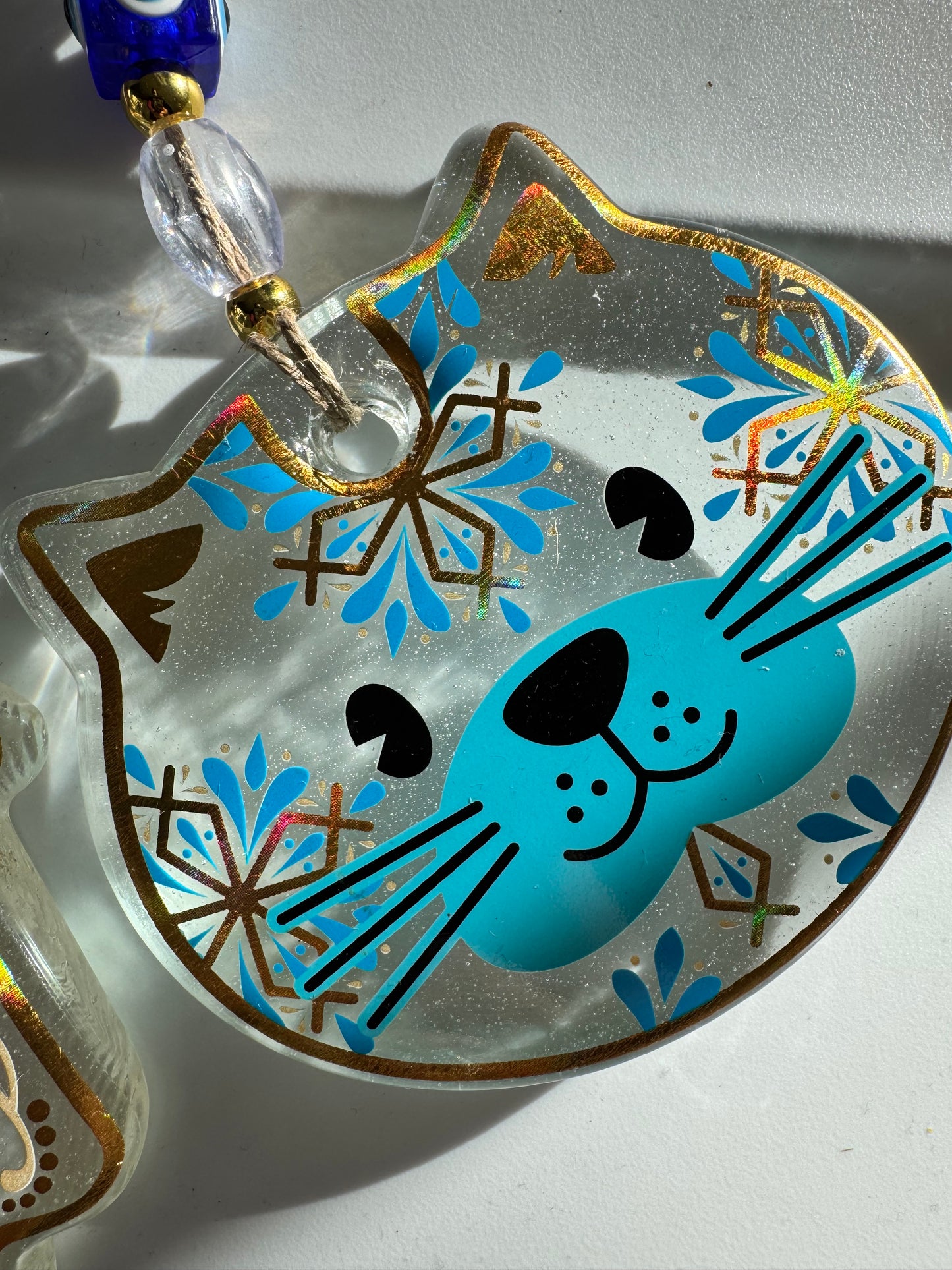 Golden Glass Evil Eye Wall Decor Amulet with free gift bag