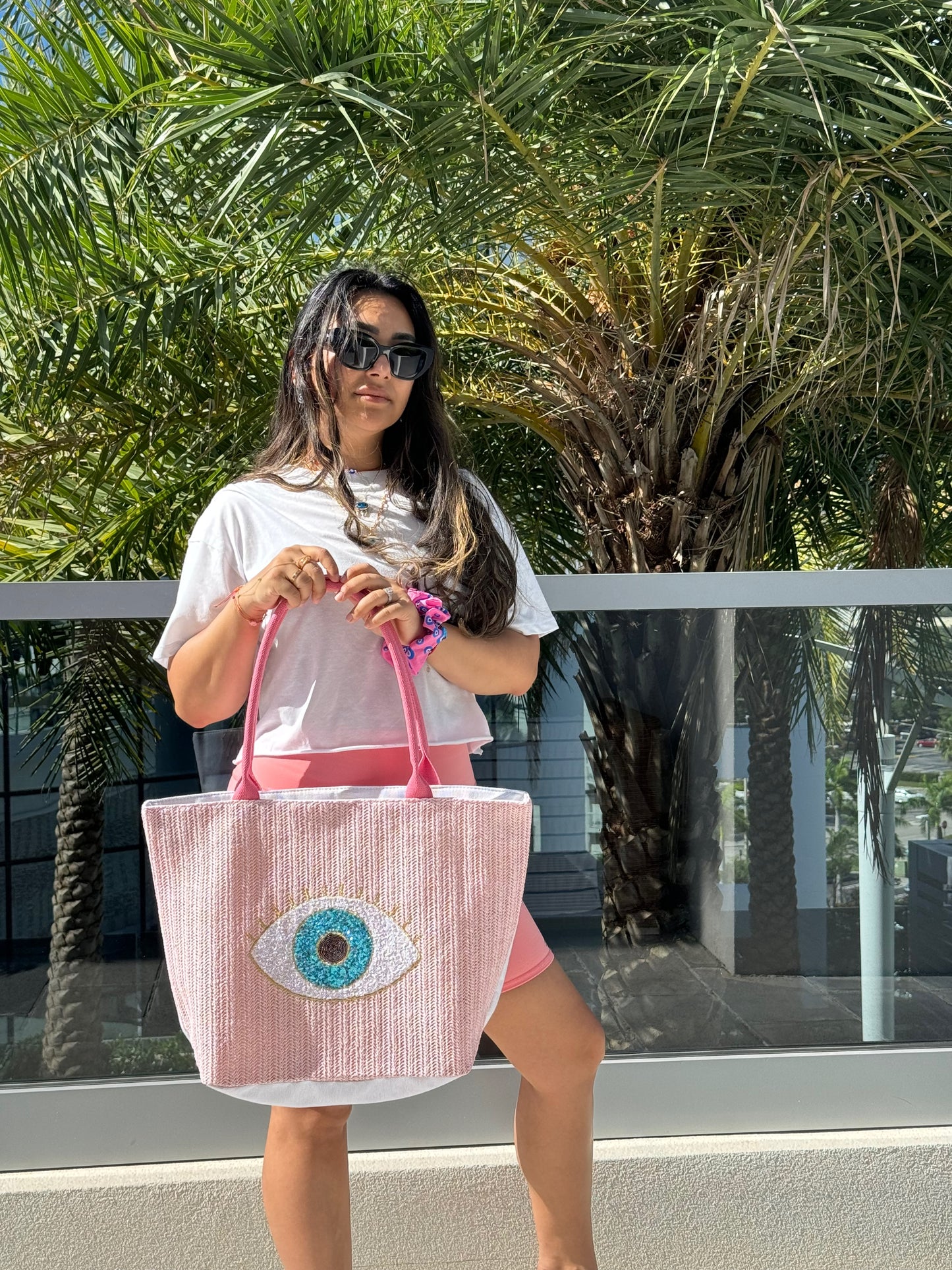 Pastel Evil Eye Sequin Tote