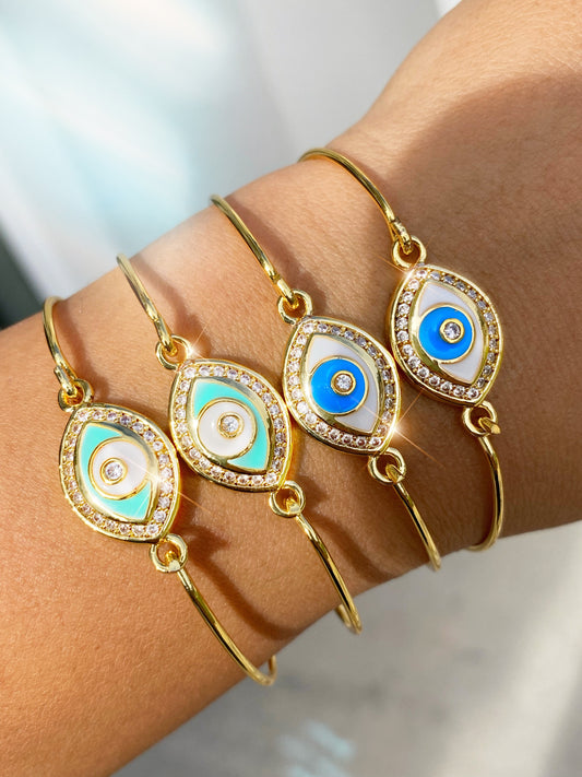 Evil Eye Dainty Crystal Bangle