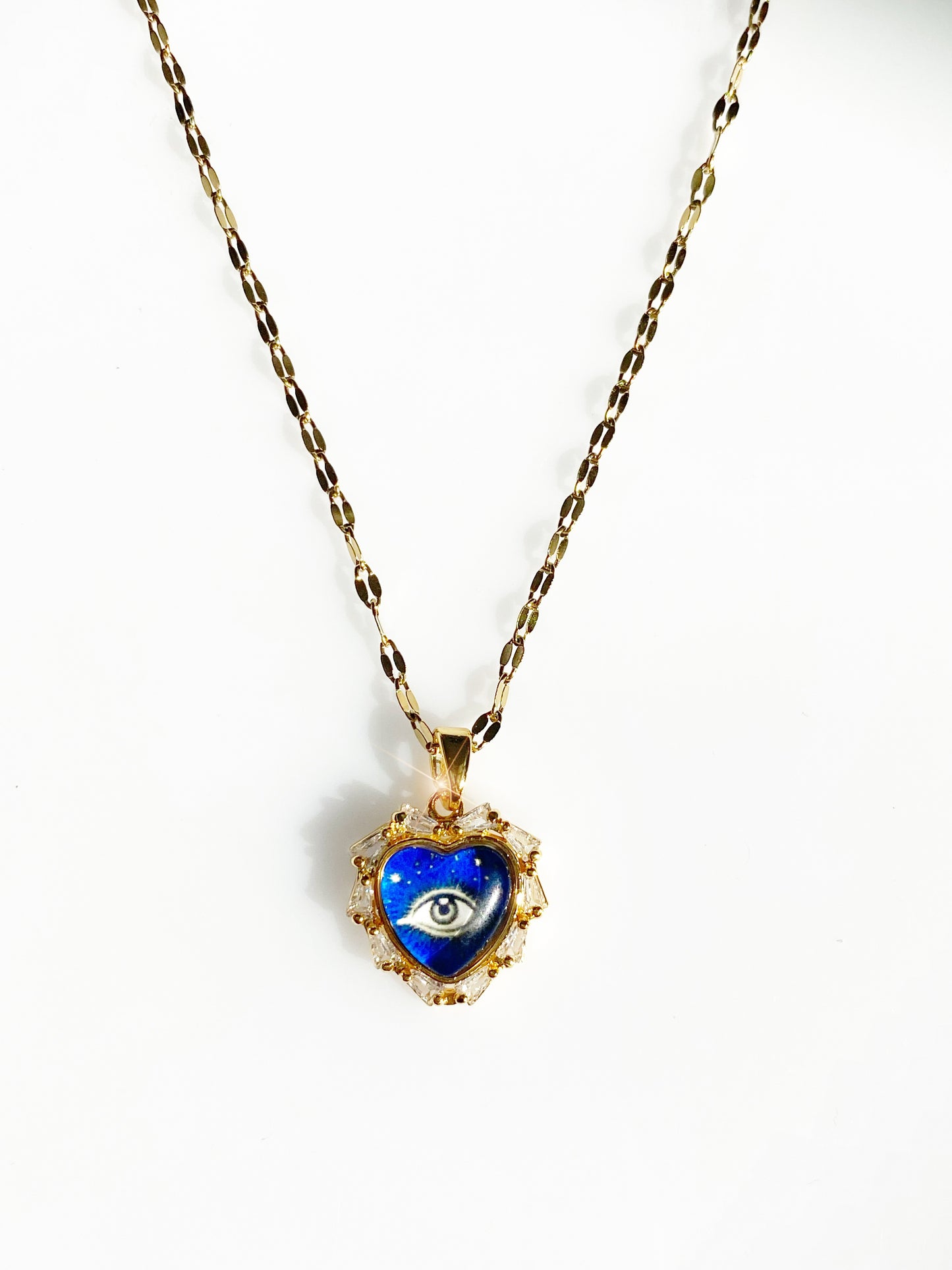 Evil Eye Modern Blue Crystal Necklace