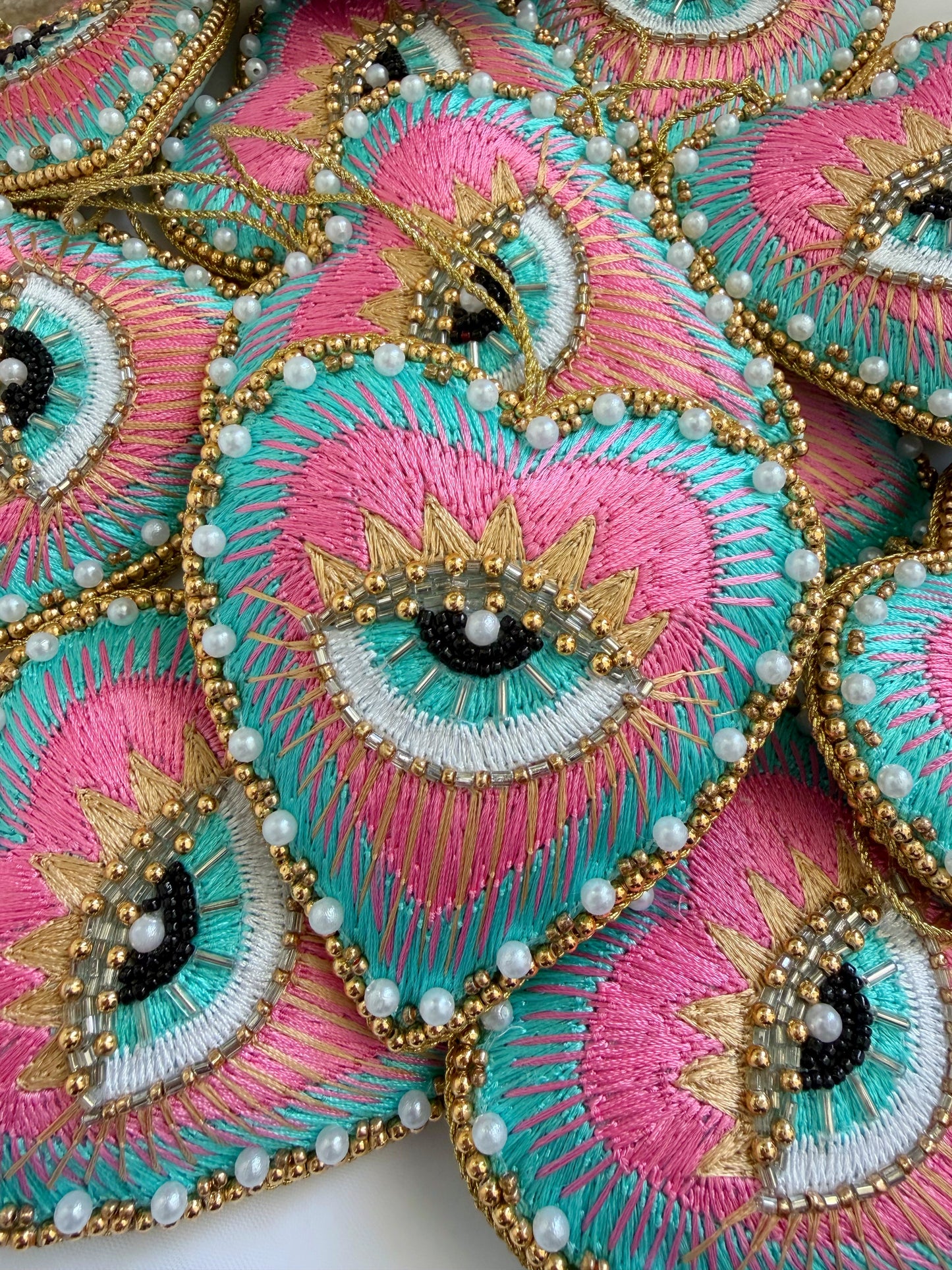 Hand Embroidered Evil Eye Heart Plush Decor includes GIFTBAG