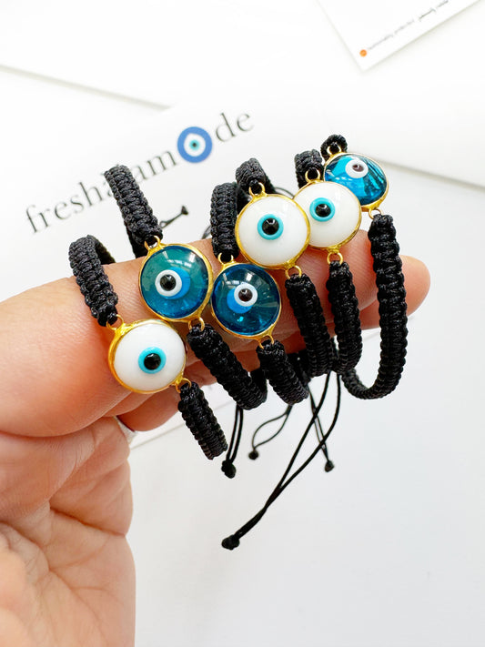 Evil Eye Glass Adjustable Woven Bracelet UNISEX