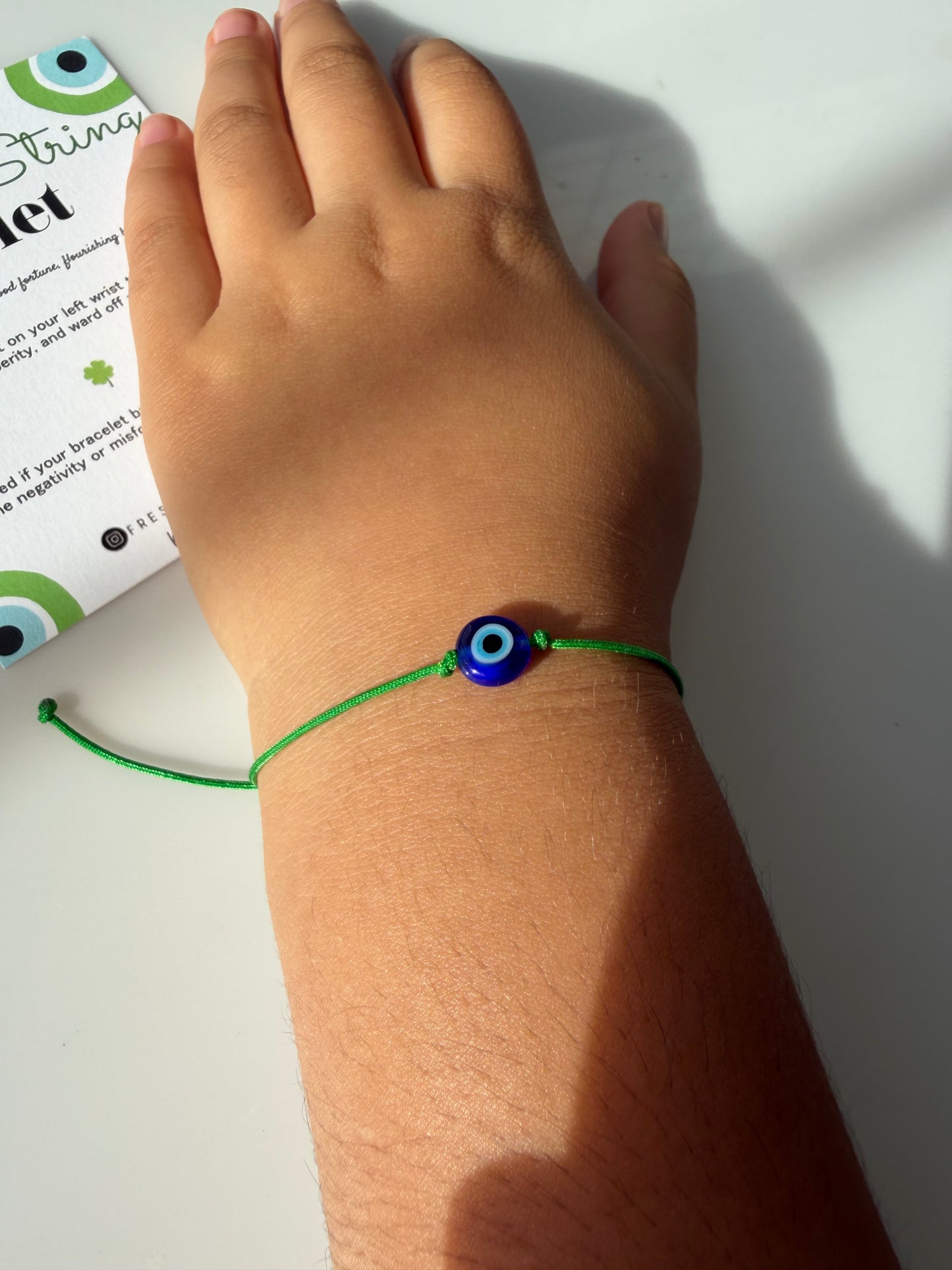 Green String Evil Eye Protection Bracelet