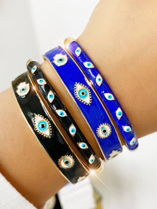 Evil Eye Enamel Bangle Cuffs