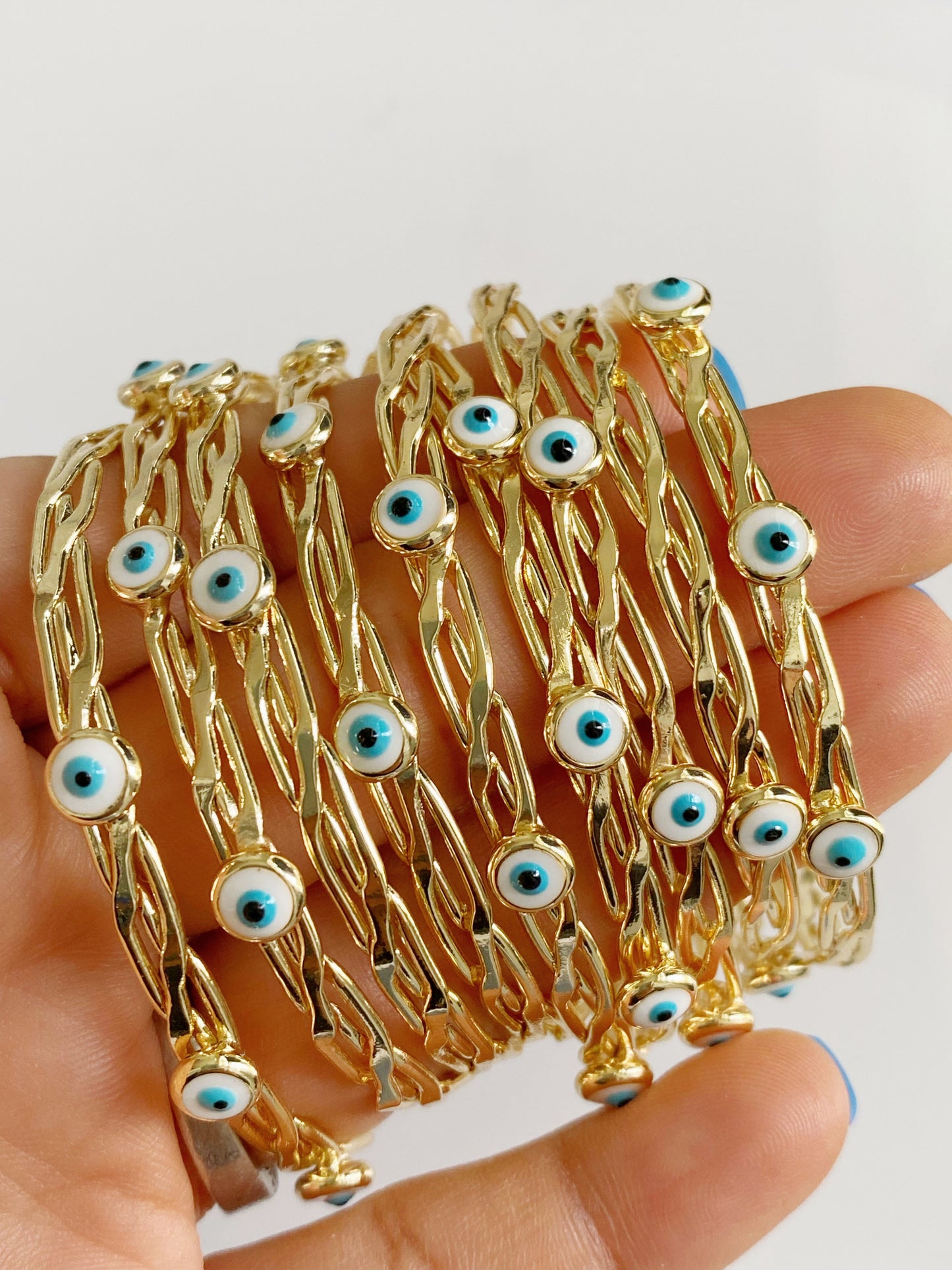 Evil Eye Chained Bangle Cuff