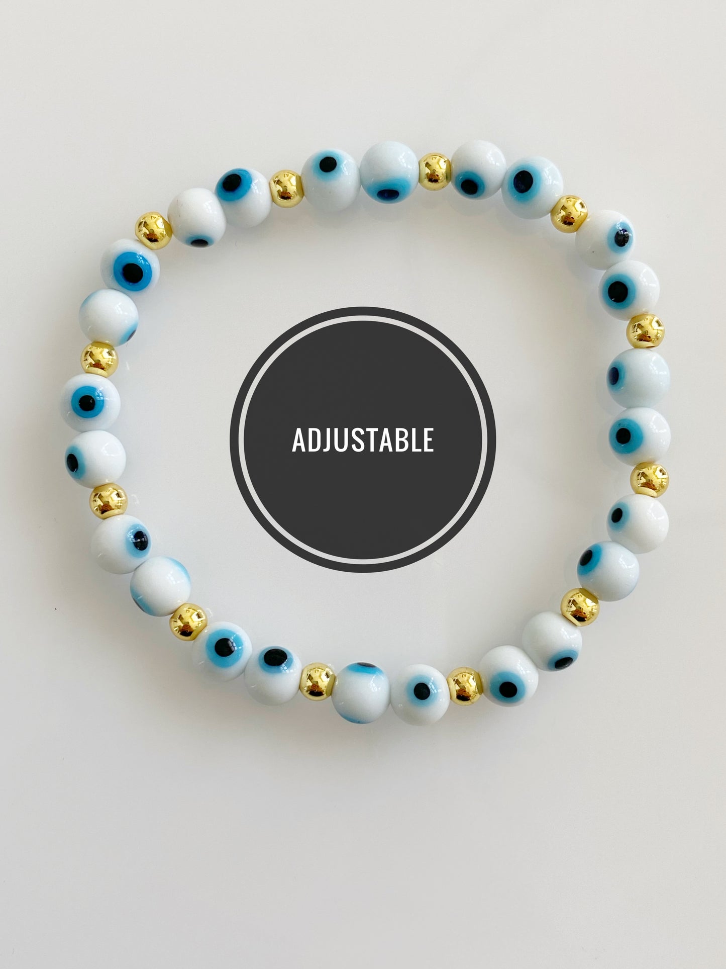 Classic Evil Eye White Beaded Bracelet