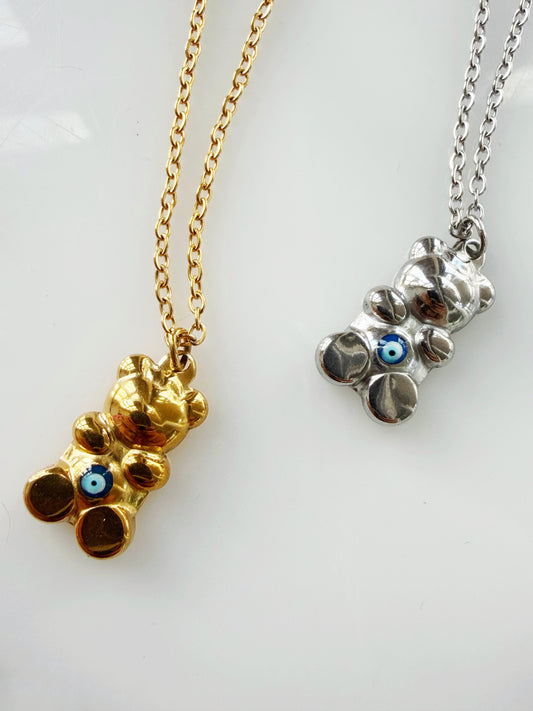 Evil Eye Bear Charm Necklace Custom Design