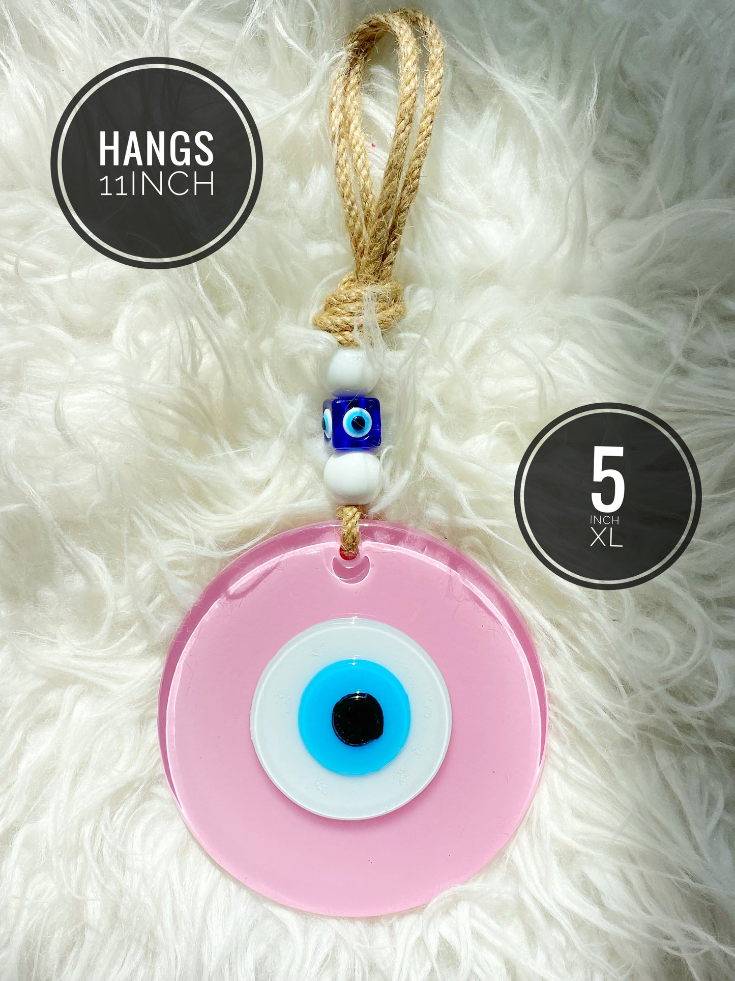 XL PINK Evil Eye Glass Amulet