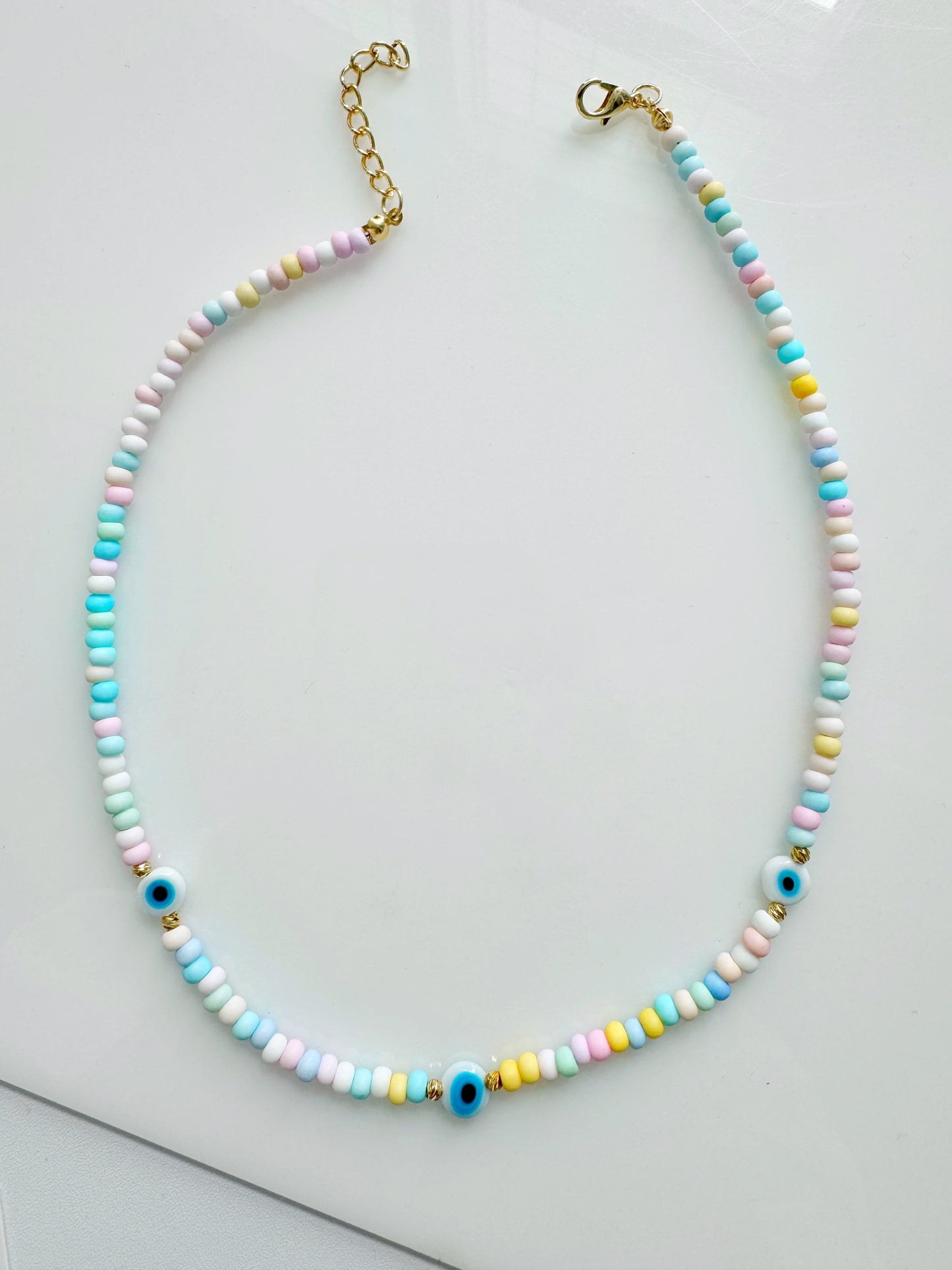 Pastel Evil Eye Beaded Necklace