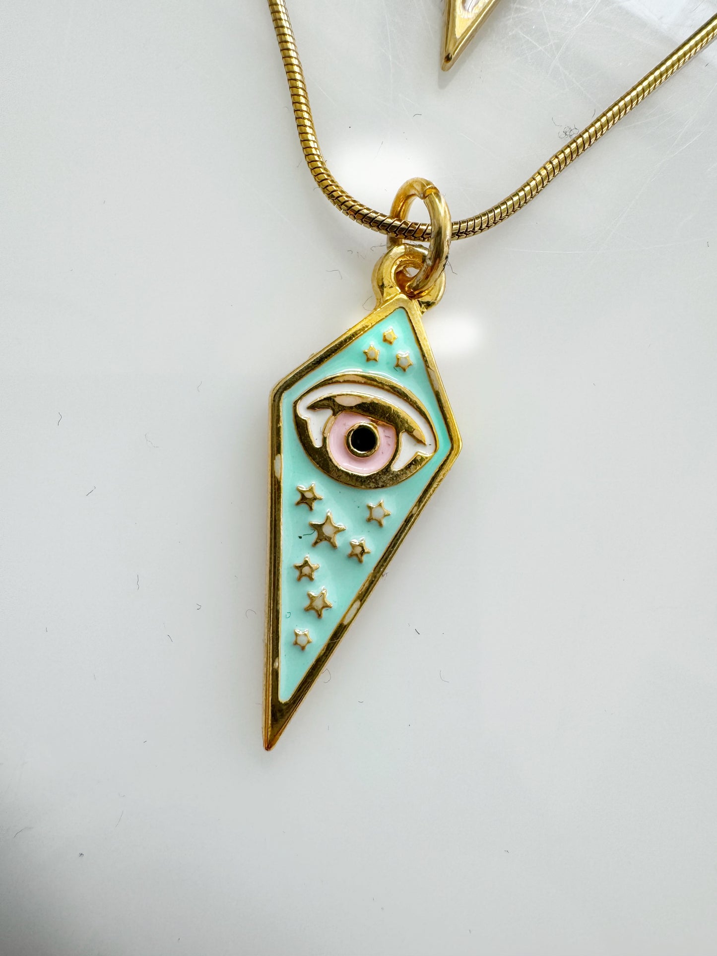 Evil Eye Geometric Pastel Charm Necklace