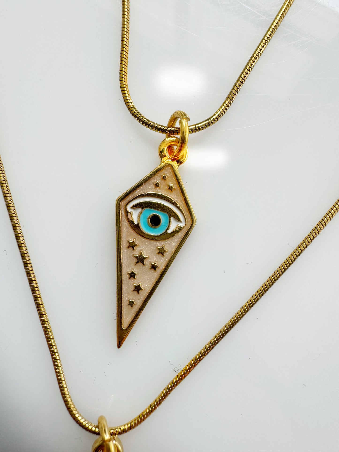 Evil Eye Geometric Pastel Charm Necklace