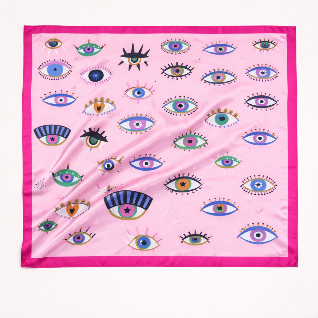 🩷 Pink Energy Evil Eye Satin Scarf