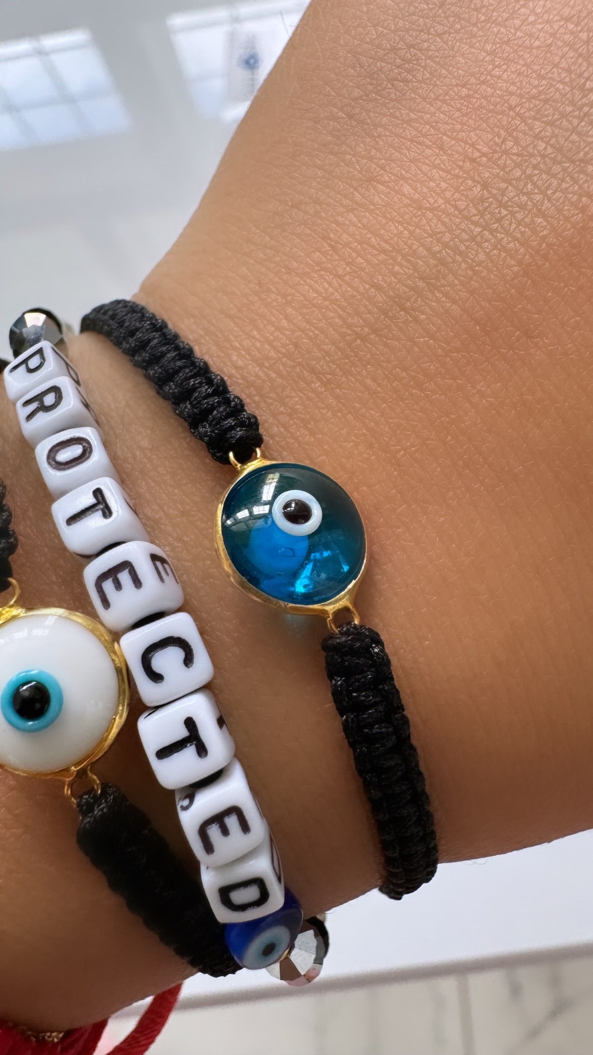 Evil Eye Glass Adjustable Woven Bracelet UNISEX