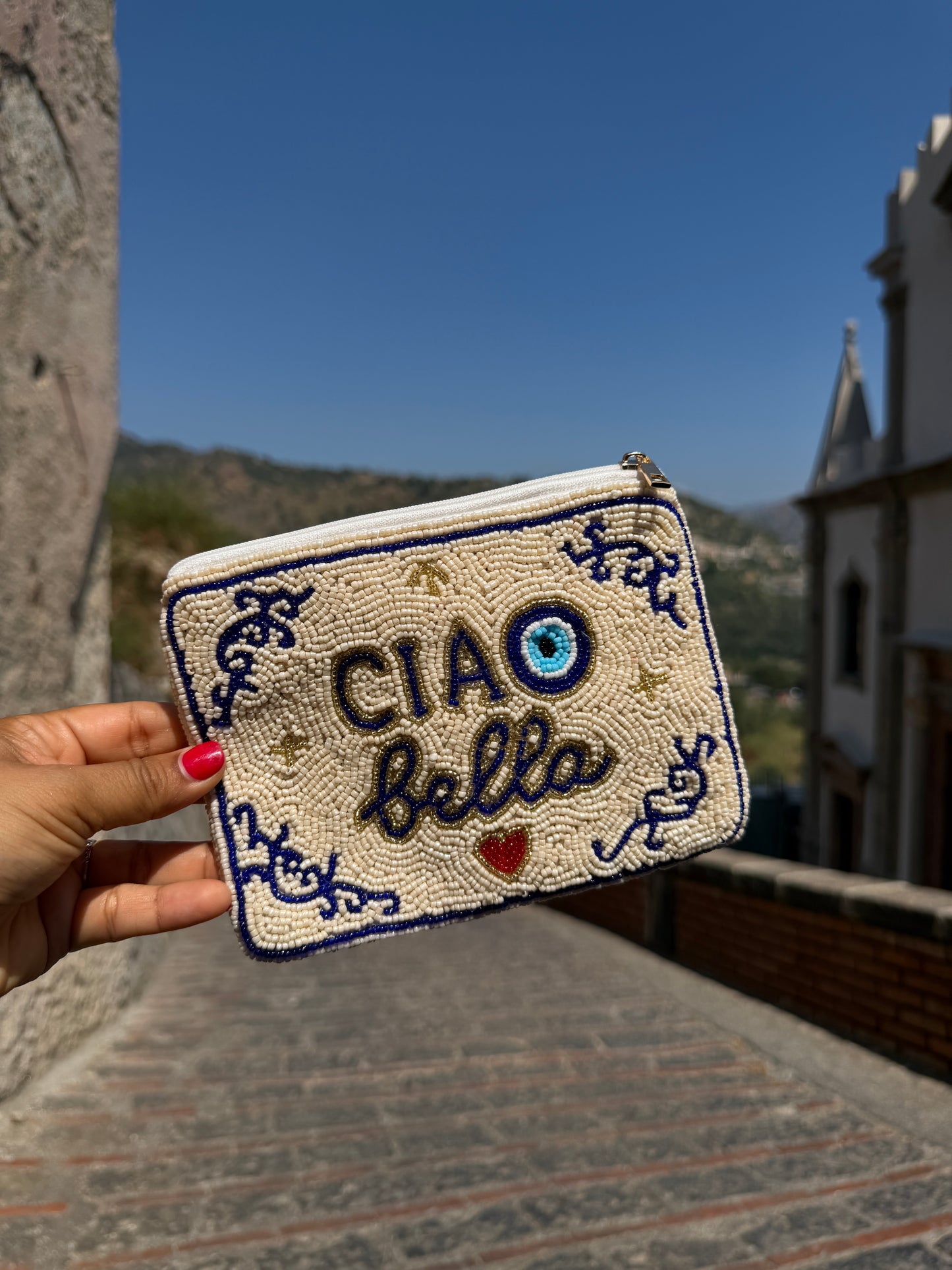 Ciao Bella Mini Embroidered Pouch — COMING SOON