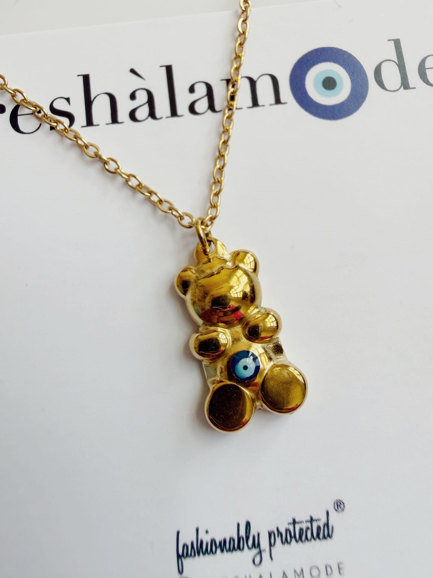 Evil Eye Bear Charm Necklace Custom Design