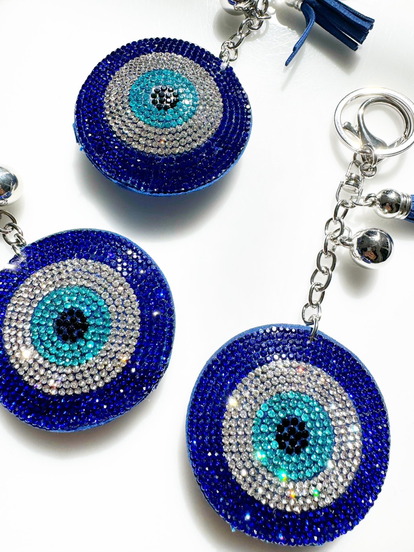 Classic Blue Evil Eye Crystal Keychain Clip