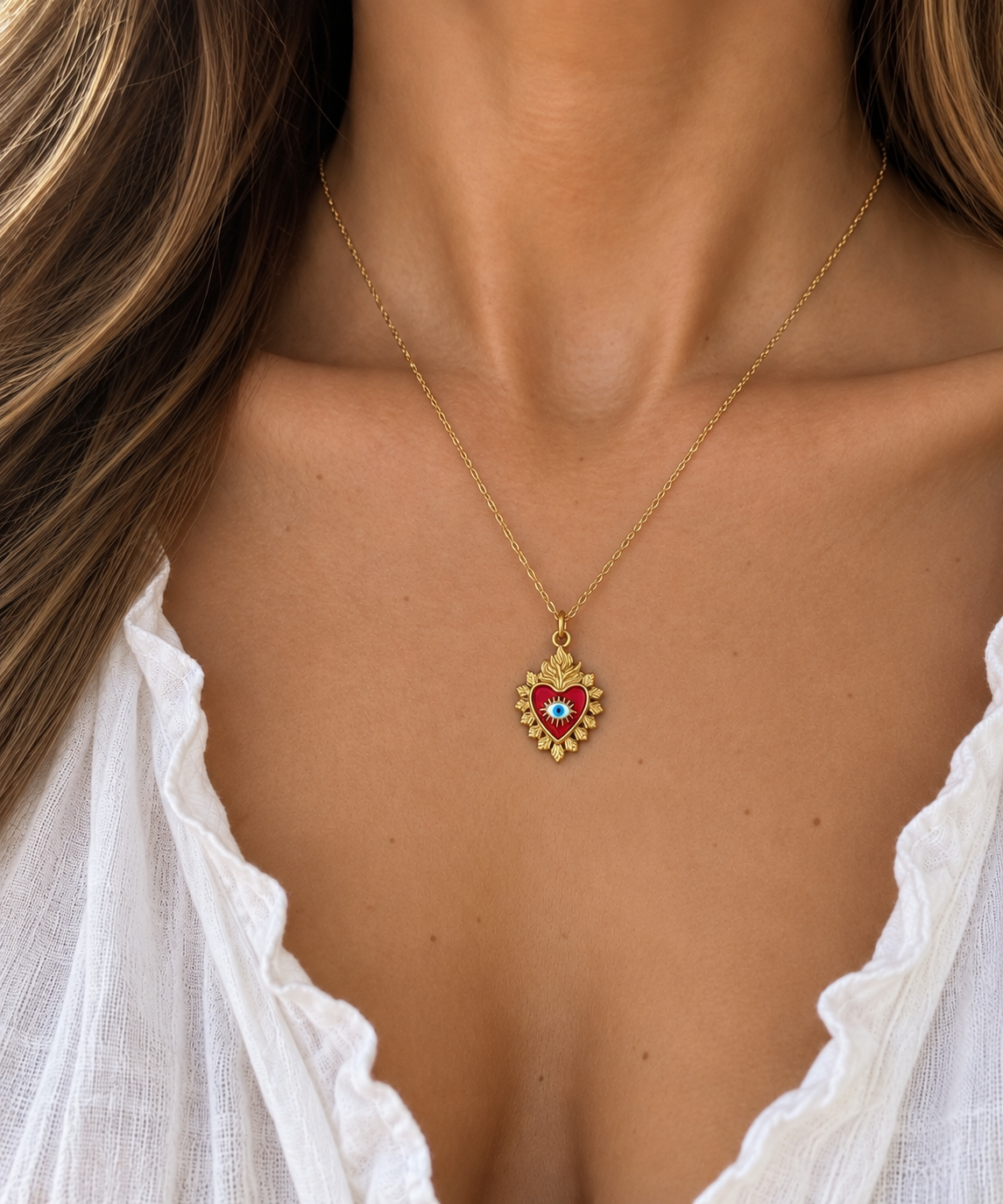 Sacred Protection Heart Necklace ❤️🧿