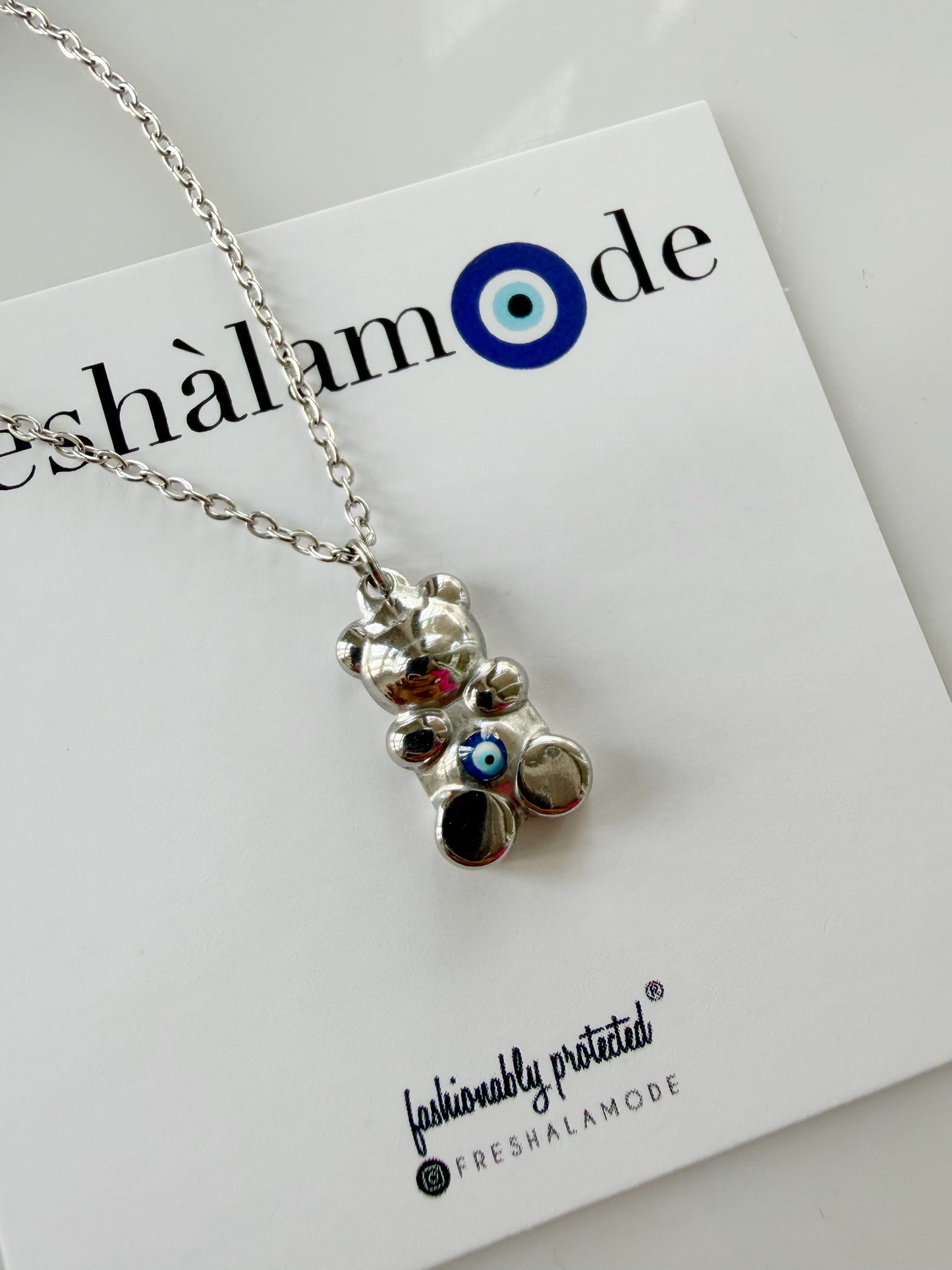 Evil Eye Bear Charm Necklace Custom Design