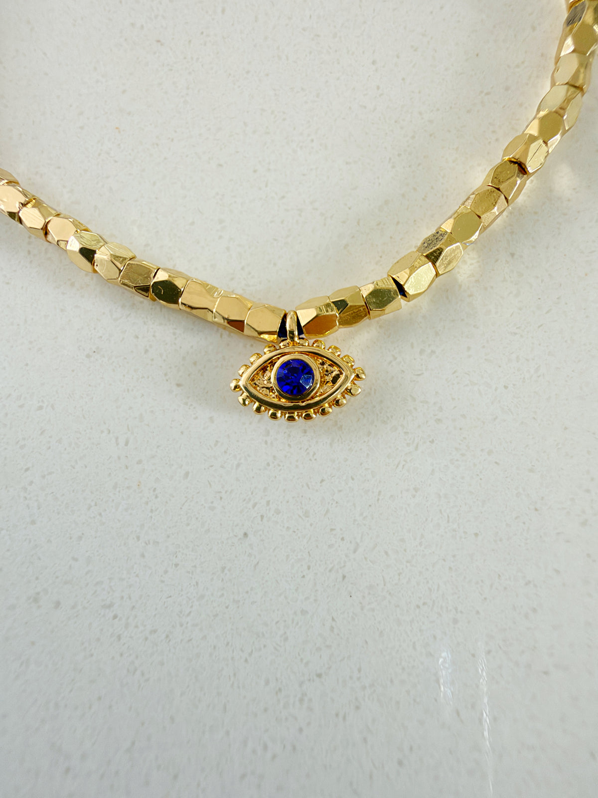Mini Evil Eye Charm Bracelet Gold