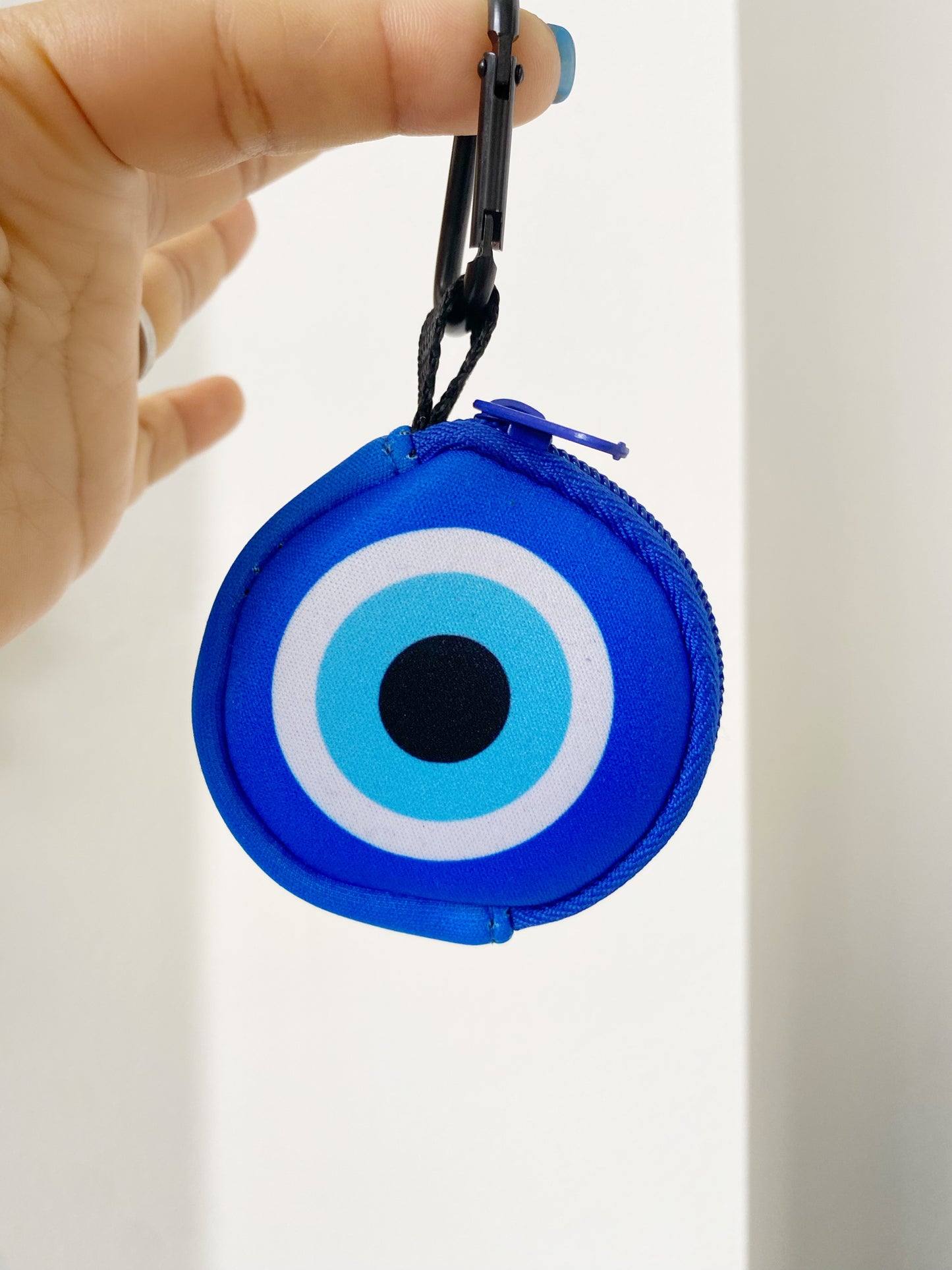 Evil Eye Neoprene Clip On Round Zipper Pouch