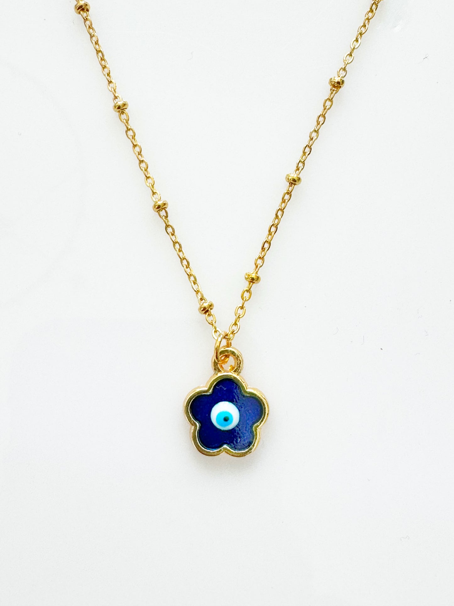 Evil Eye Flower Charm Protection Necklace