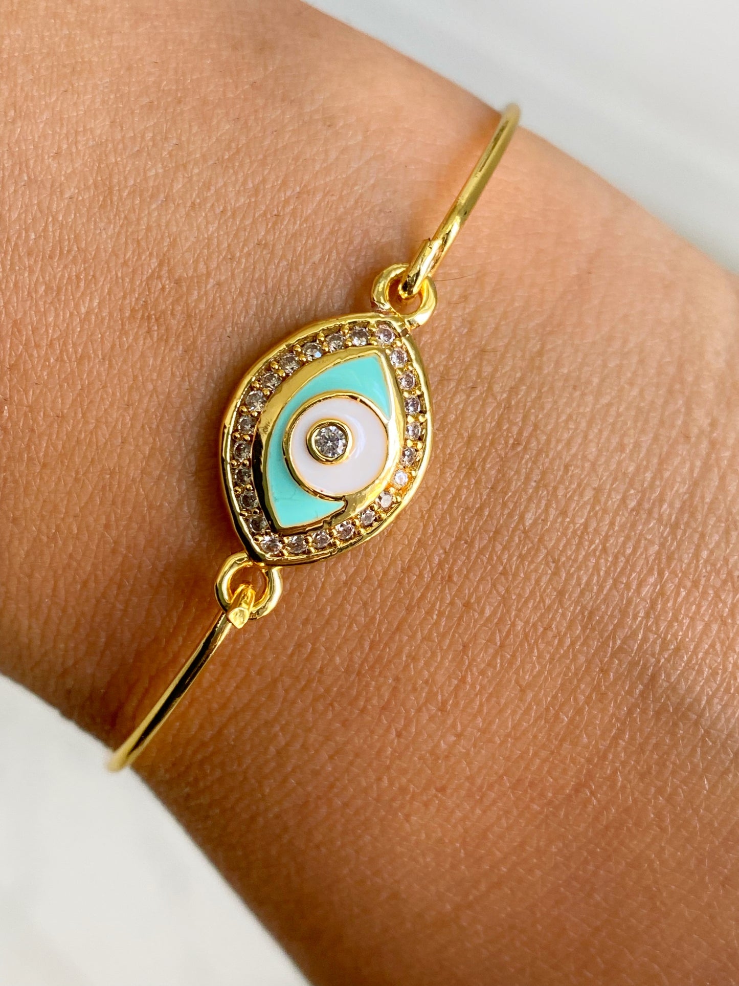 Evil Eye Dainty Crystal Bangle