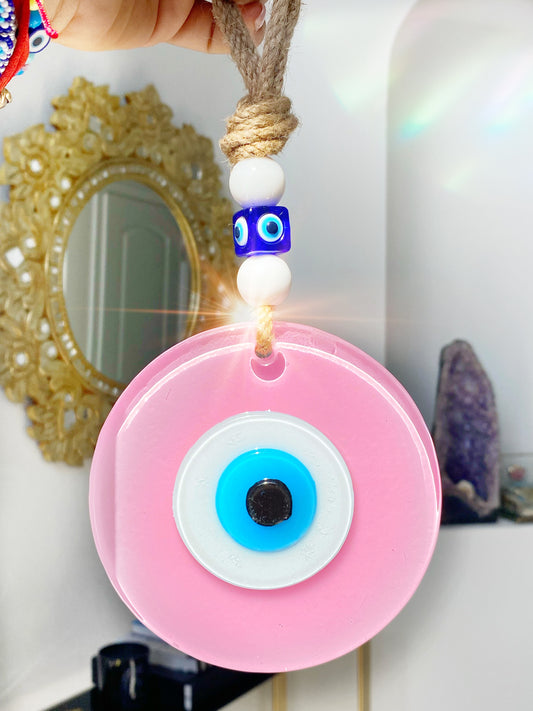 XL PINK Evil Eye Glass Amulet