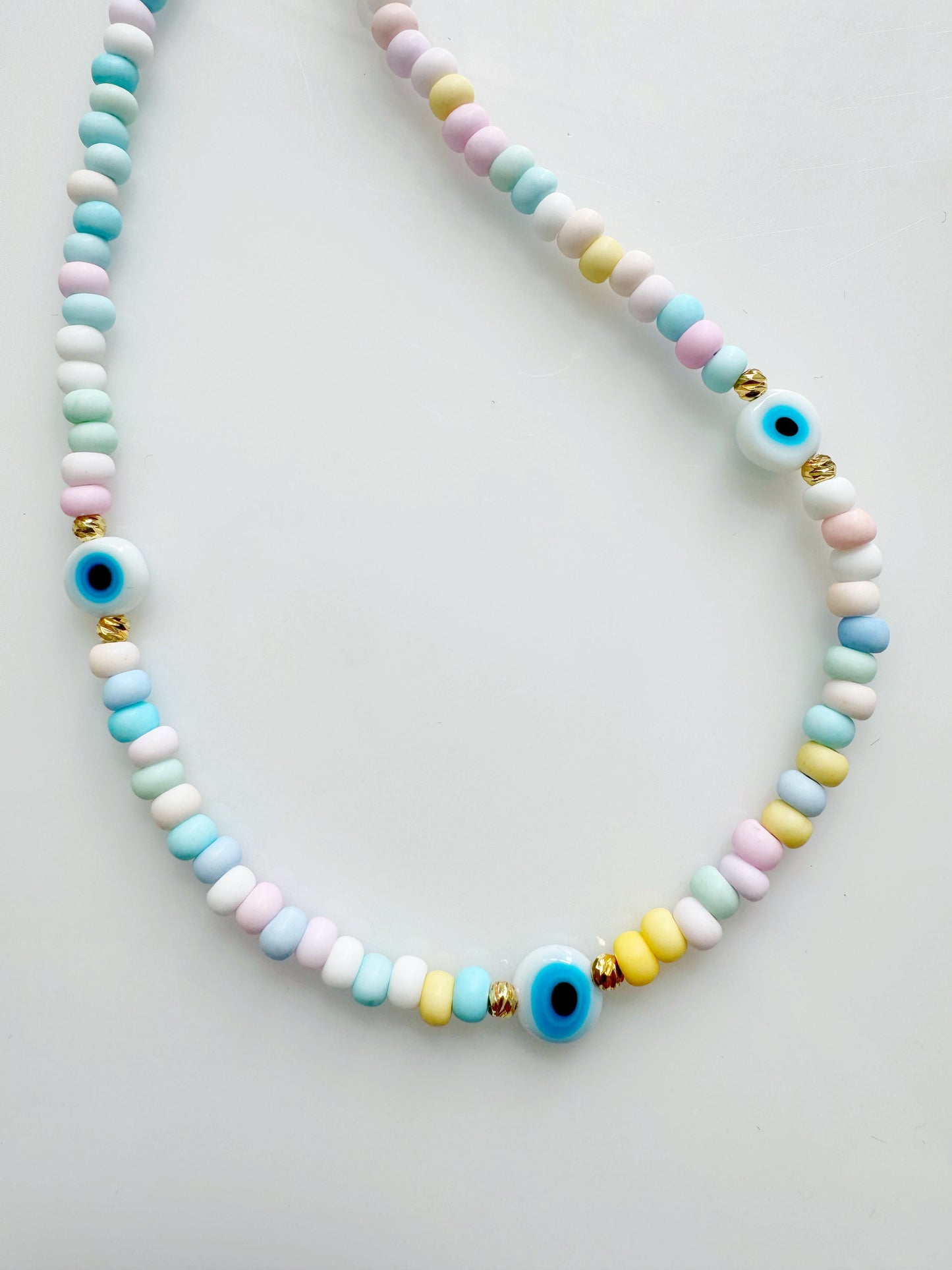 Pastel Evil Eye Beaded Necklace