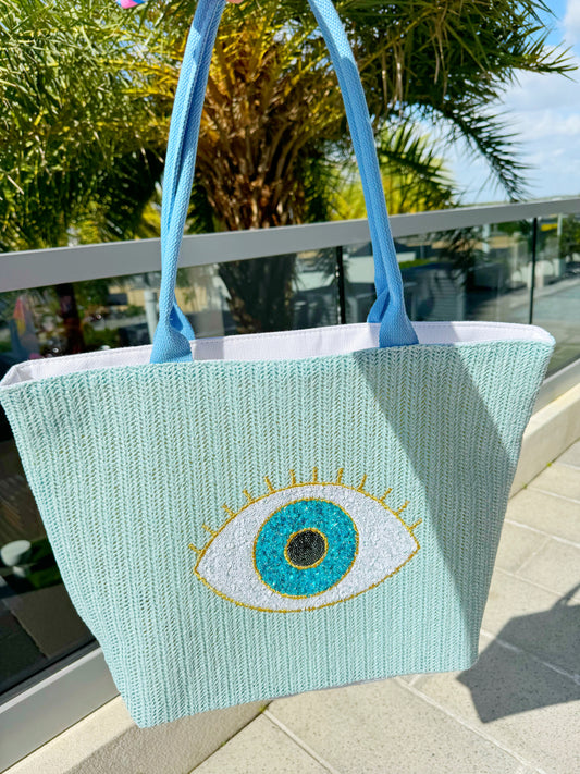 Pastel Evil Eye Sequin Tote