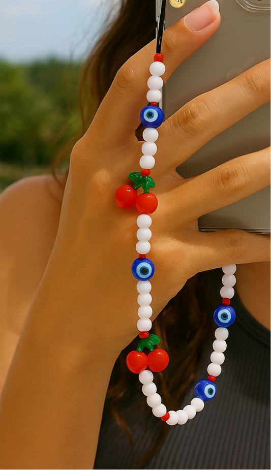 Limited Edition Cherry Drop Evil Eye Phone Strap