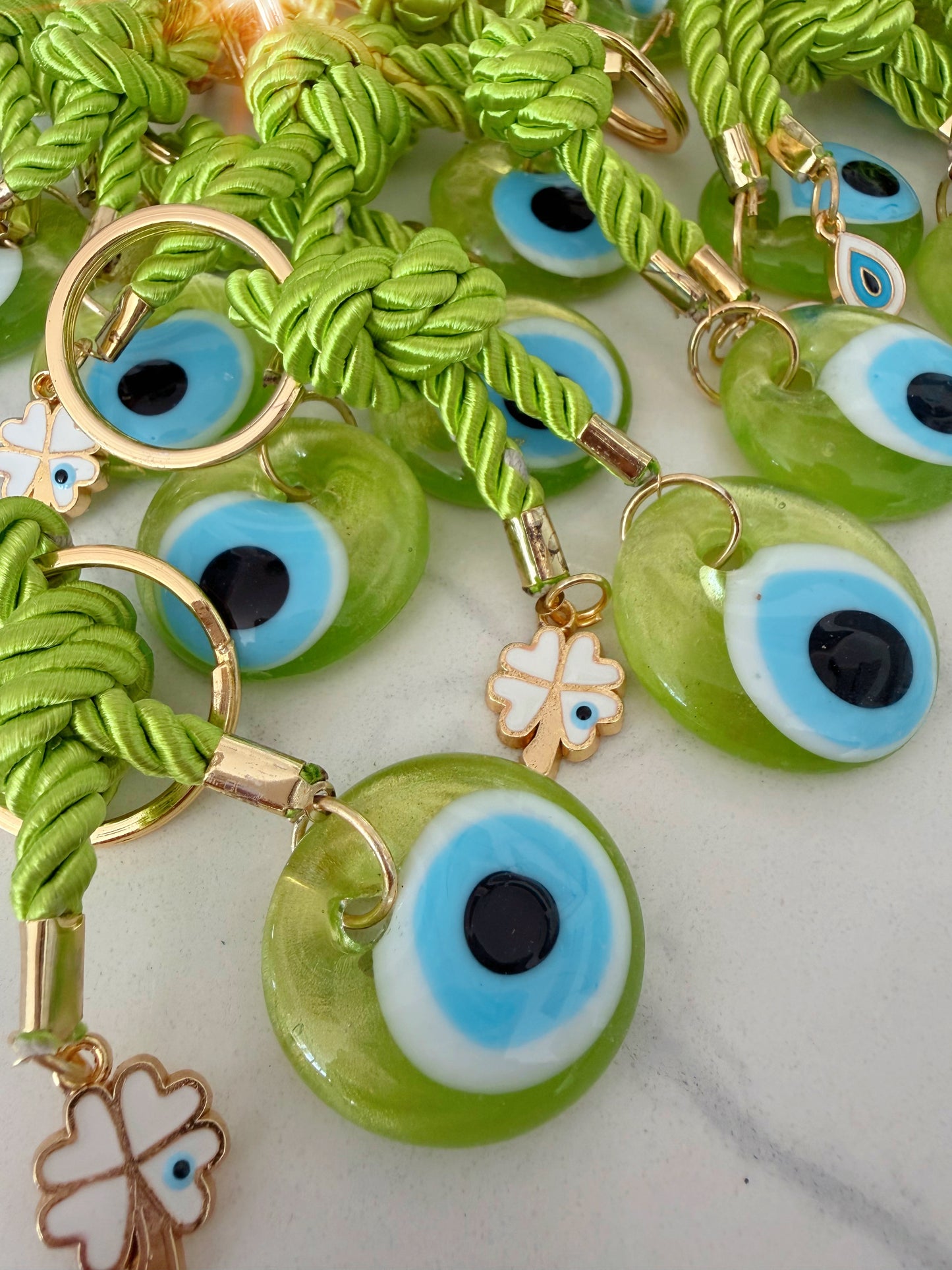 Evil Eye Roped Glass Purse Charm