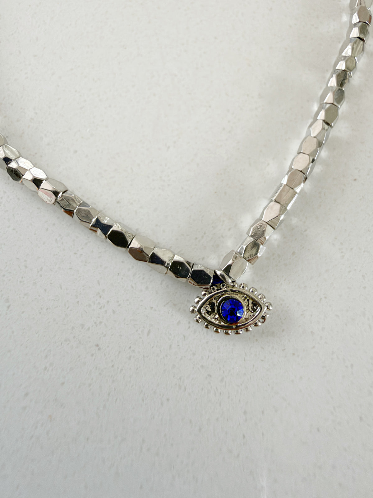 Mini Evil Eye Charm Bracelet Silver
