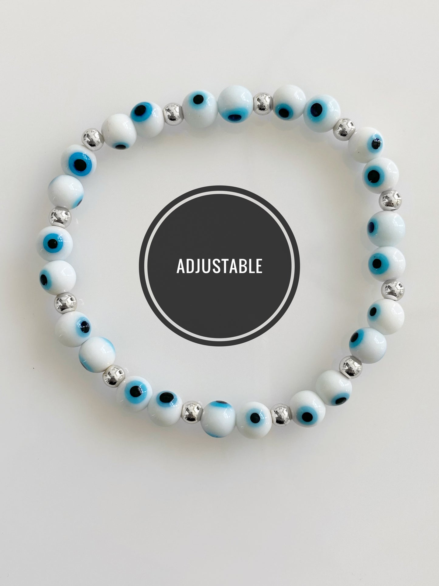 Classic Evil Eye White Beaded Bracelet