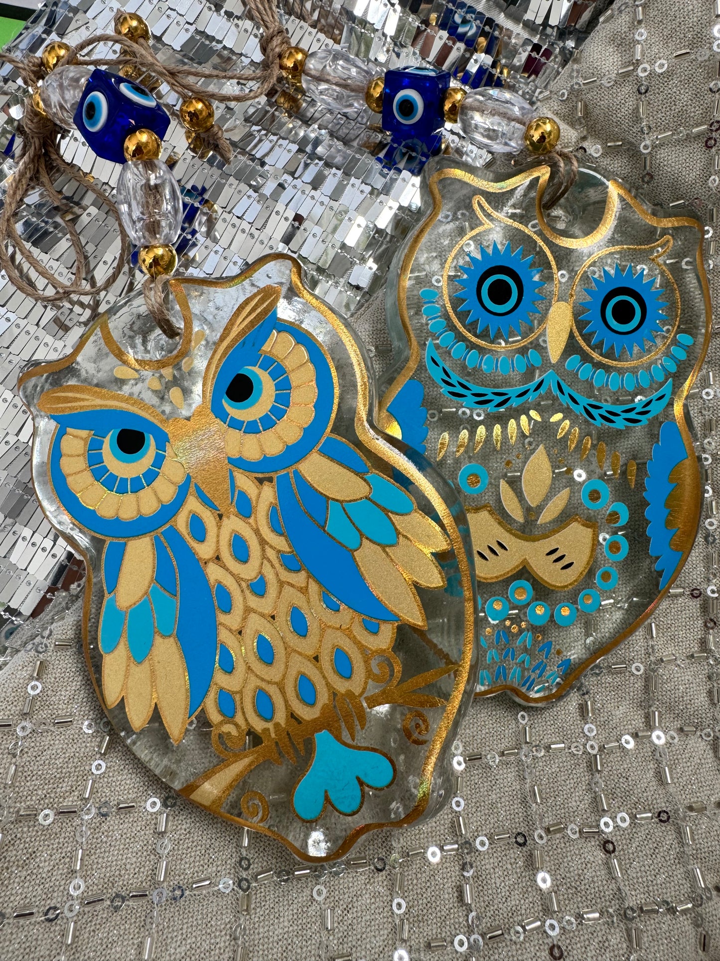 Golden Glass Evil Eye Wall Decor Amulet with free gift bag