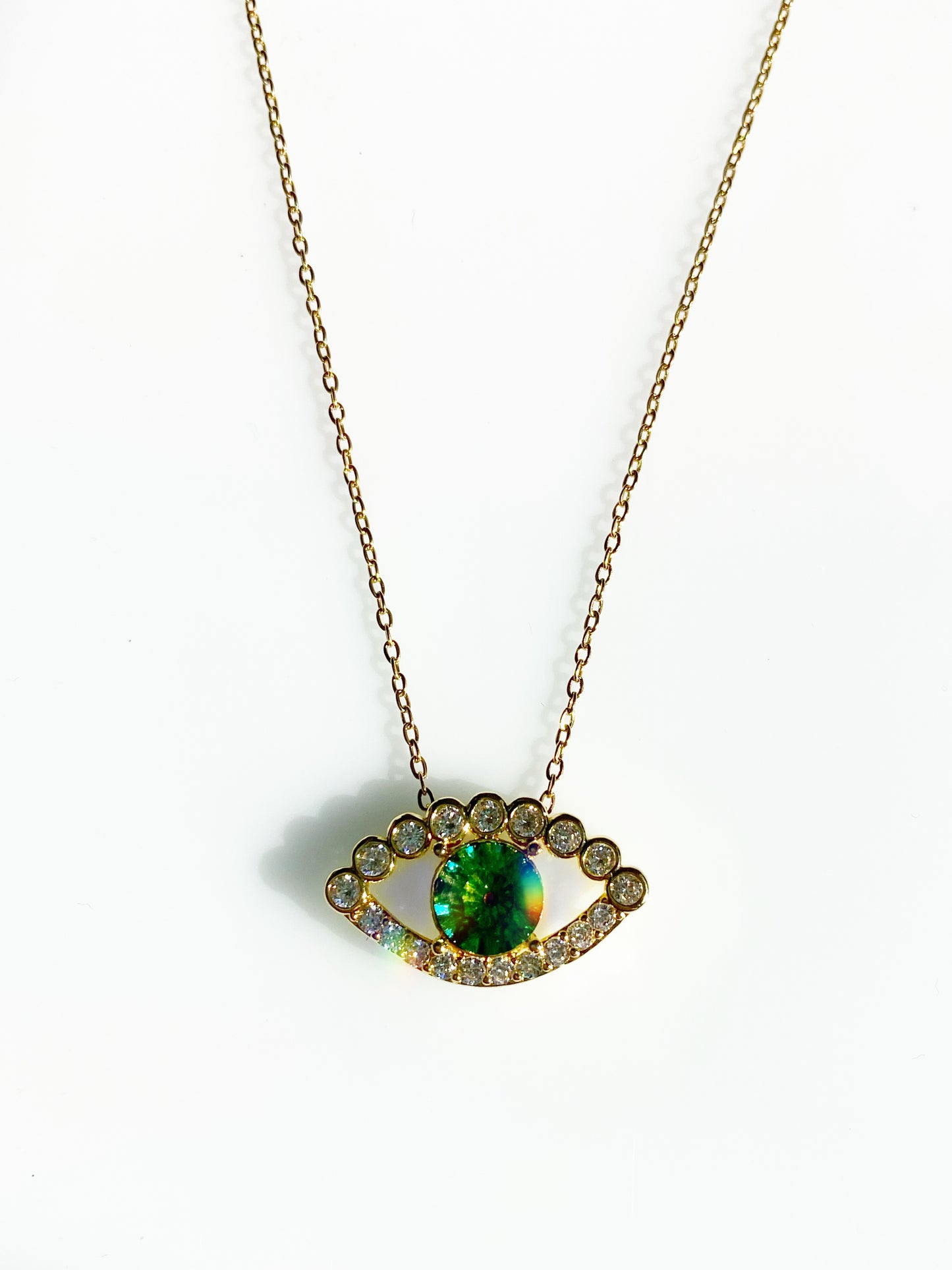 Evil Eye Green Color Change Crystal Necklace