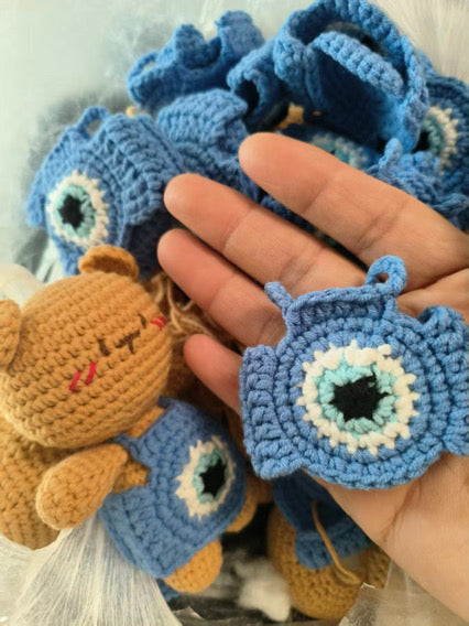 Evil Eye Crochet Bear Bag Charm Clip & Giftbag
