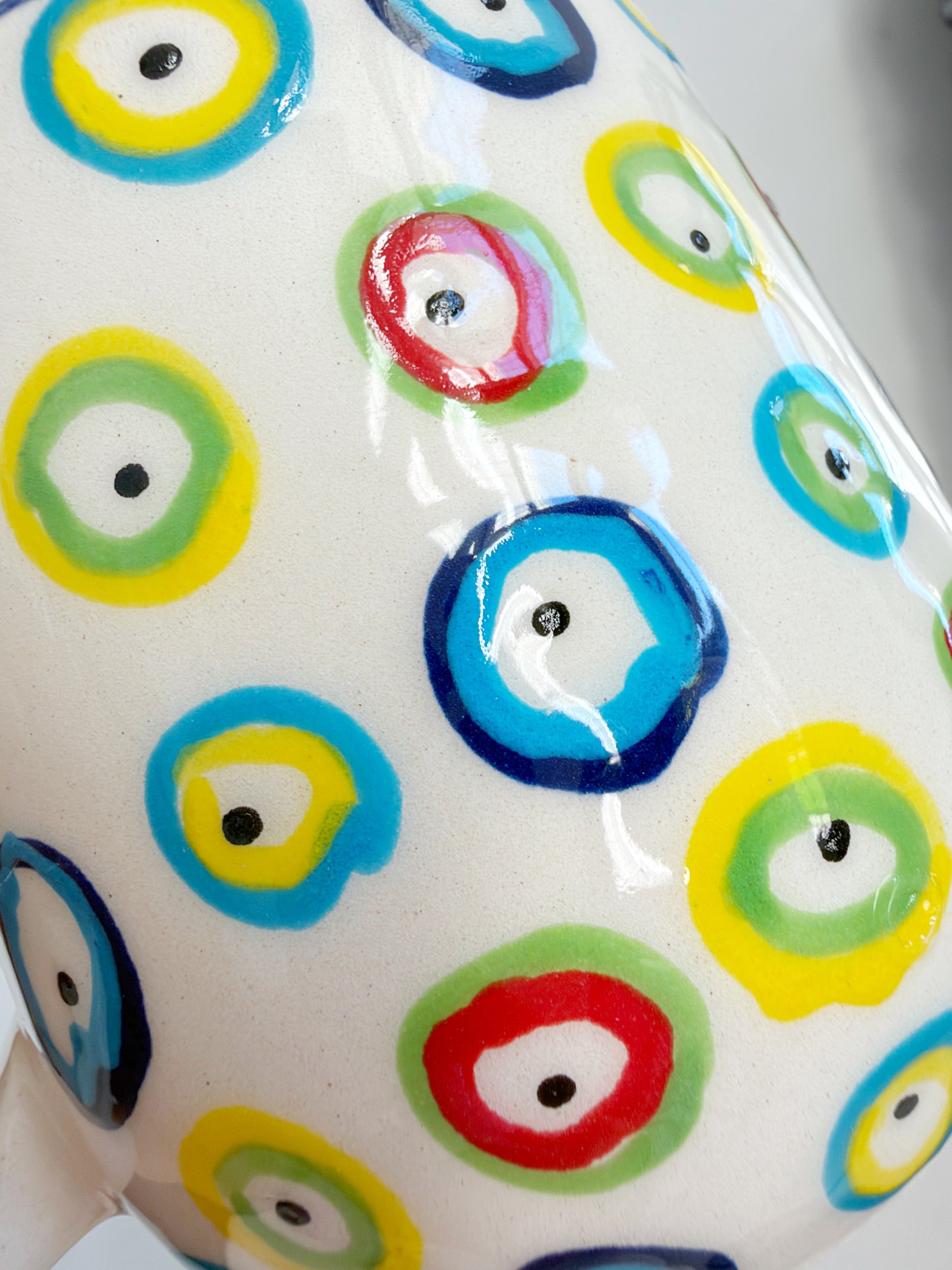 Hand-Painted Evil Eye Ceramic Mug | Colorful Artisan Coffee Cup | 12 oz