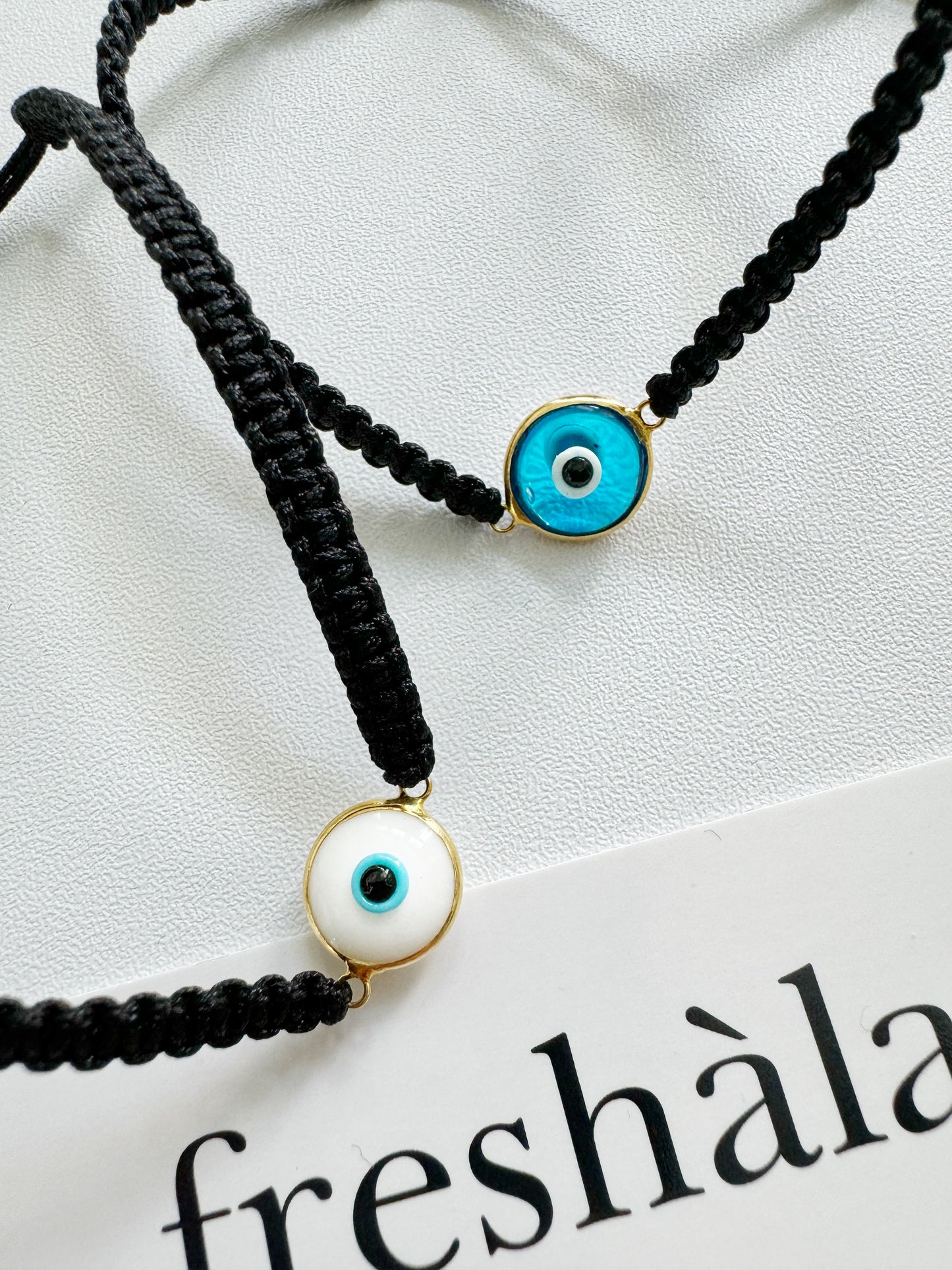 Evil Eye Glass Adjustable Woven Bracelet UNISEX