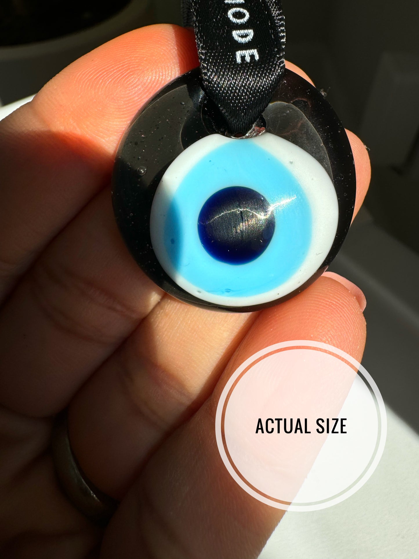 RARE Black Evil Eye Glass Amulet