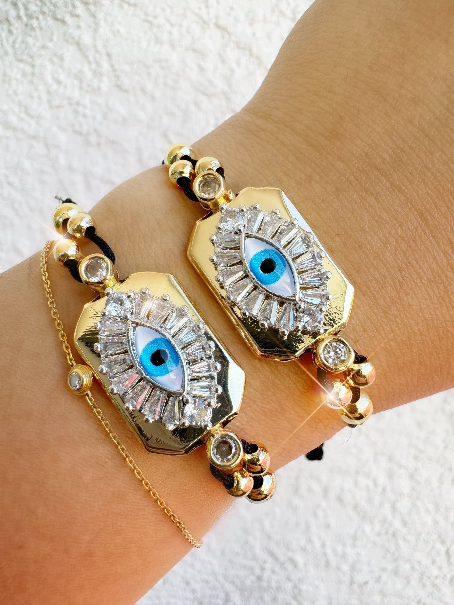 Evil Eye Golden Crystal Bar Bracelet