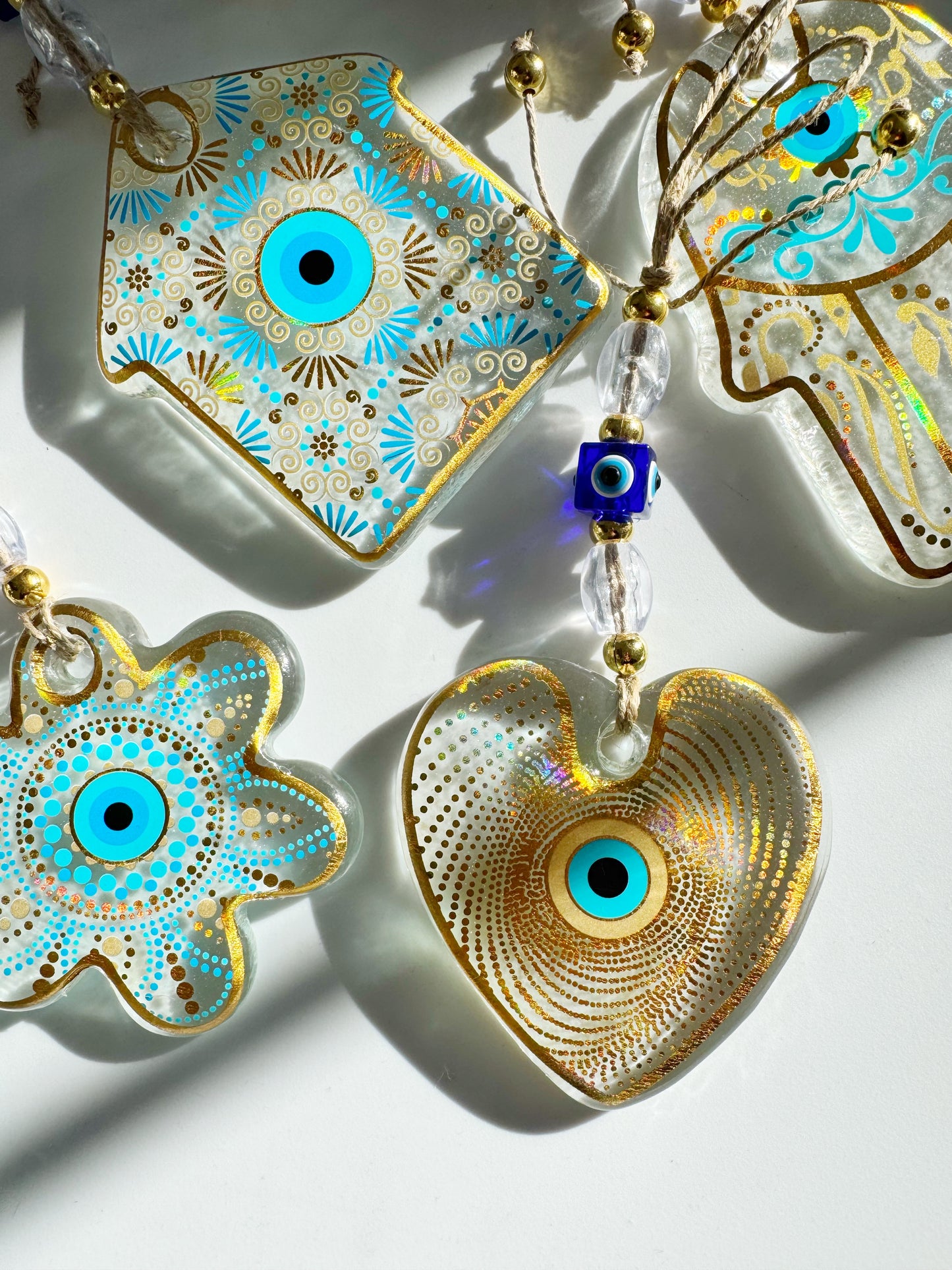 Golden Glass Evil Eye Wall Decor Amulet with free gift bag