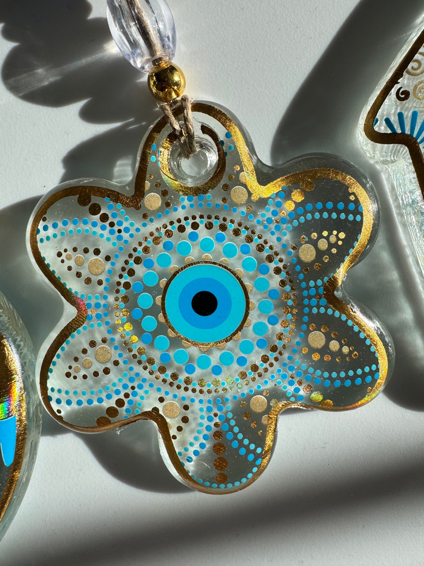 Golden Glass Evil Eye Wall Decor Amulet with free gift bag