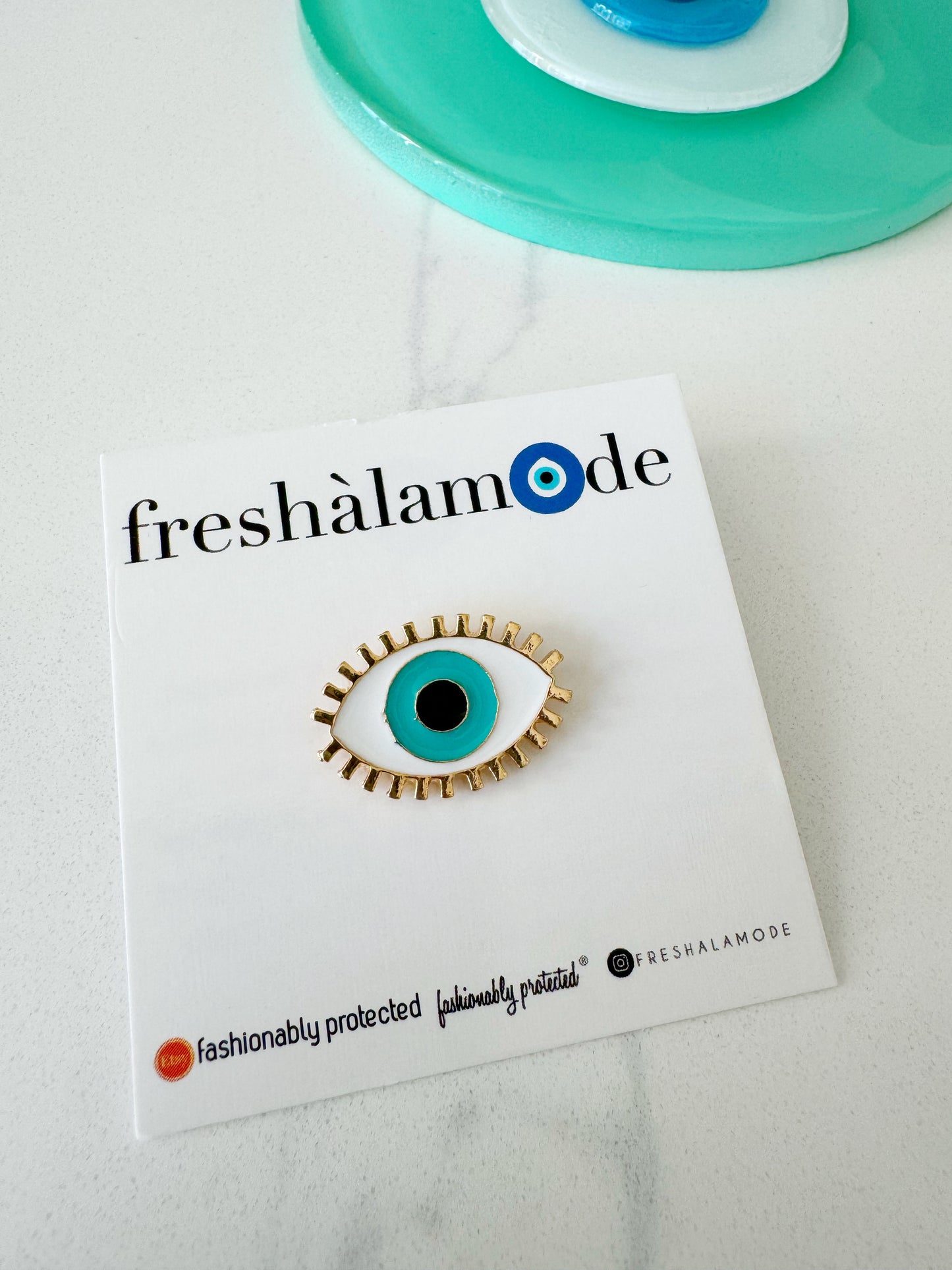 Evil Eye Modern Push Back Pin Brooch