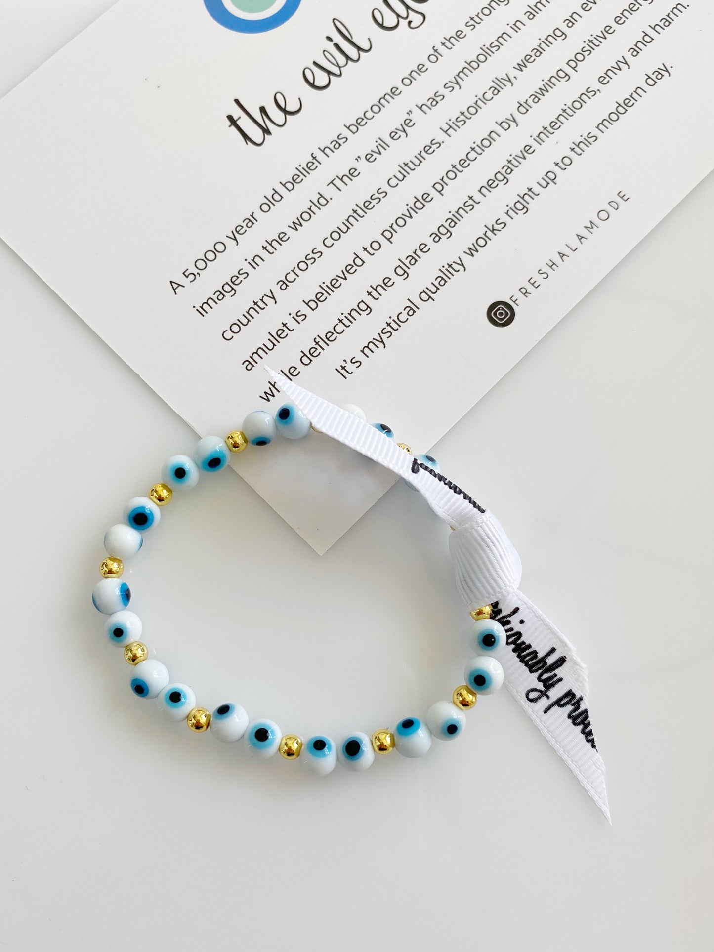 Classic Evil Eye White Beaded Bracelet